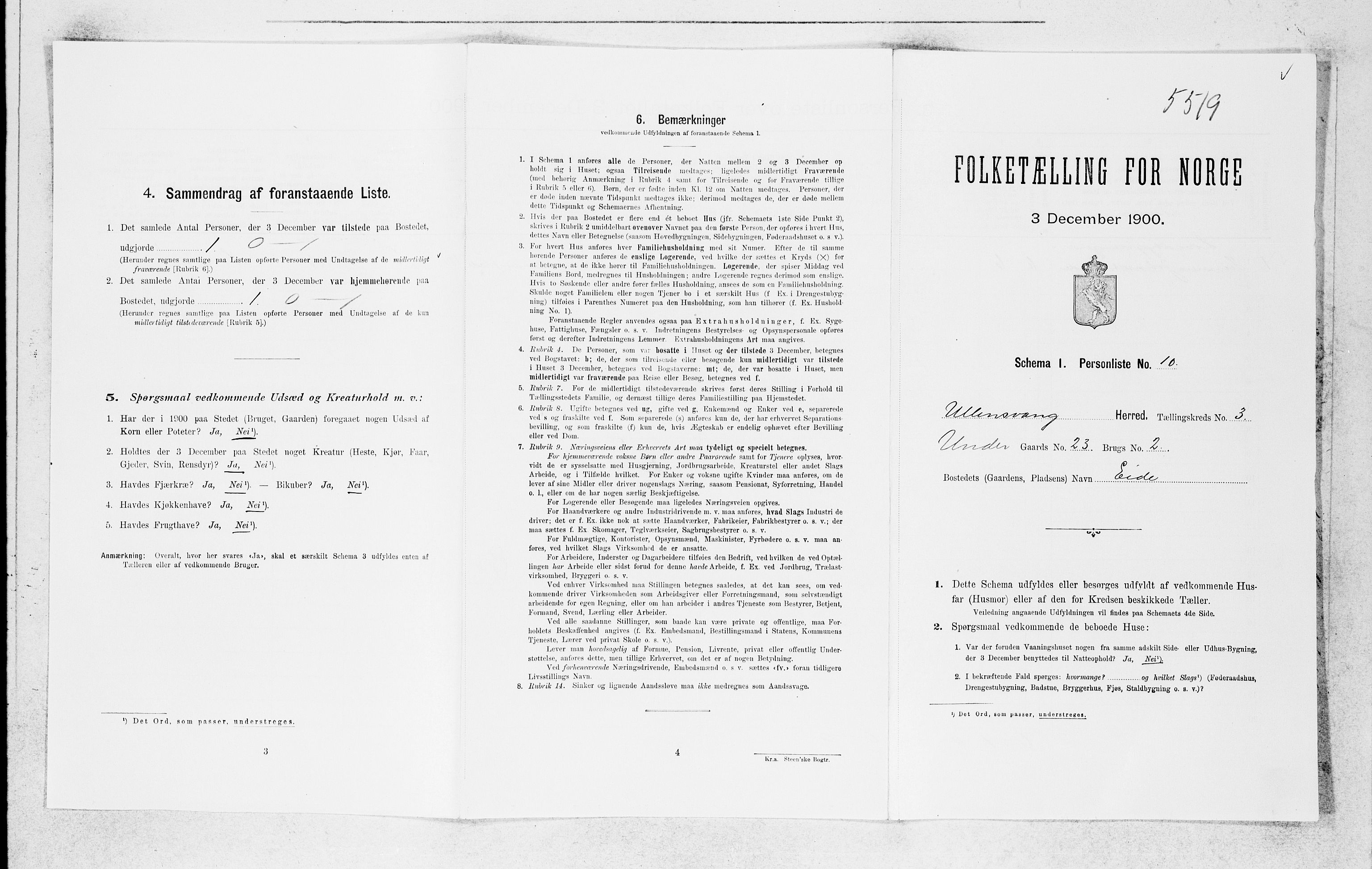SAB, Folketelling 1900 for 1230 Ullensvang herred, 1900, s. 355