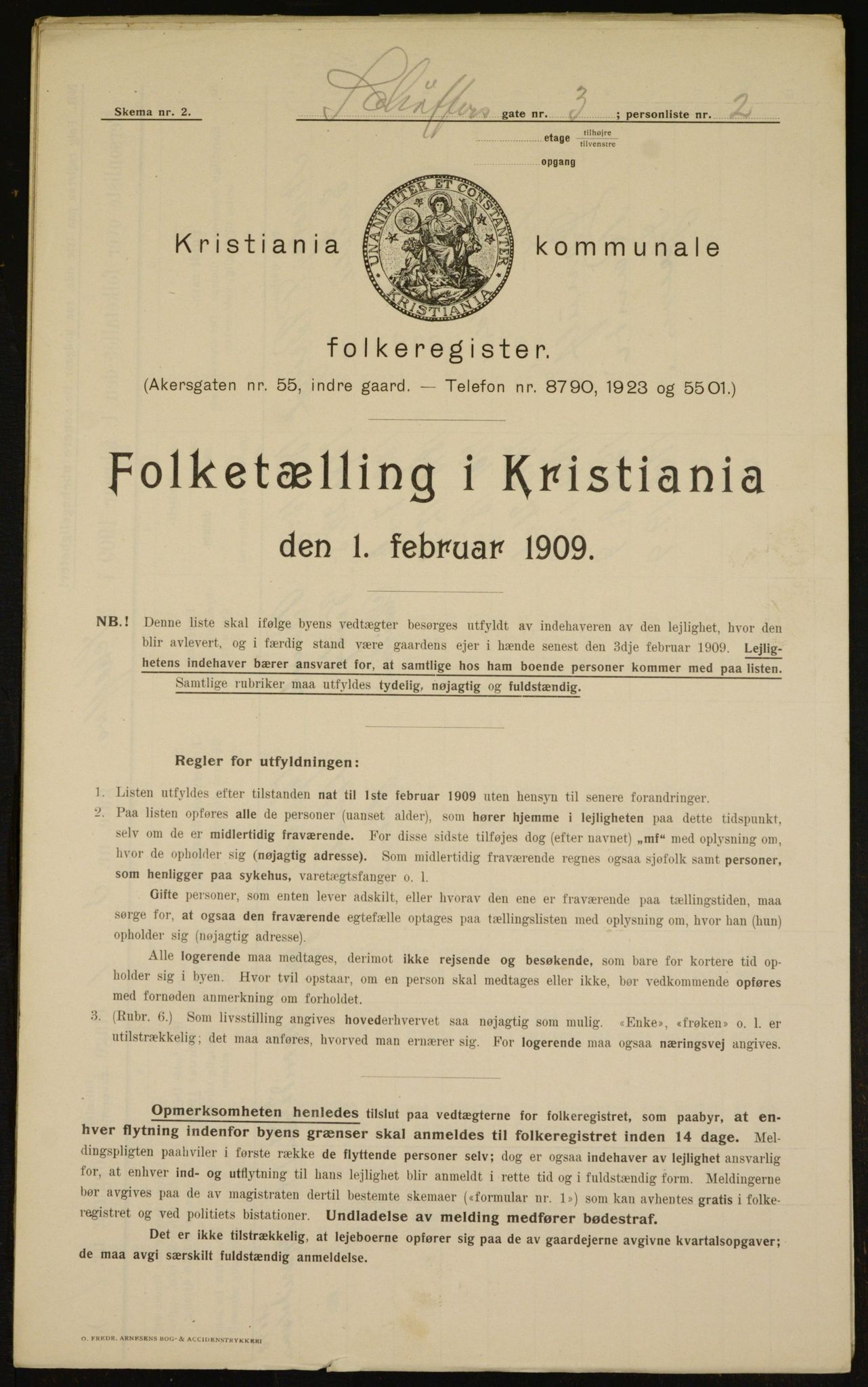 OBA, Kommunal folketelling 1.2.1909 for Kristiania kjøpstad, 1909, s. 84398