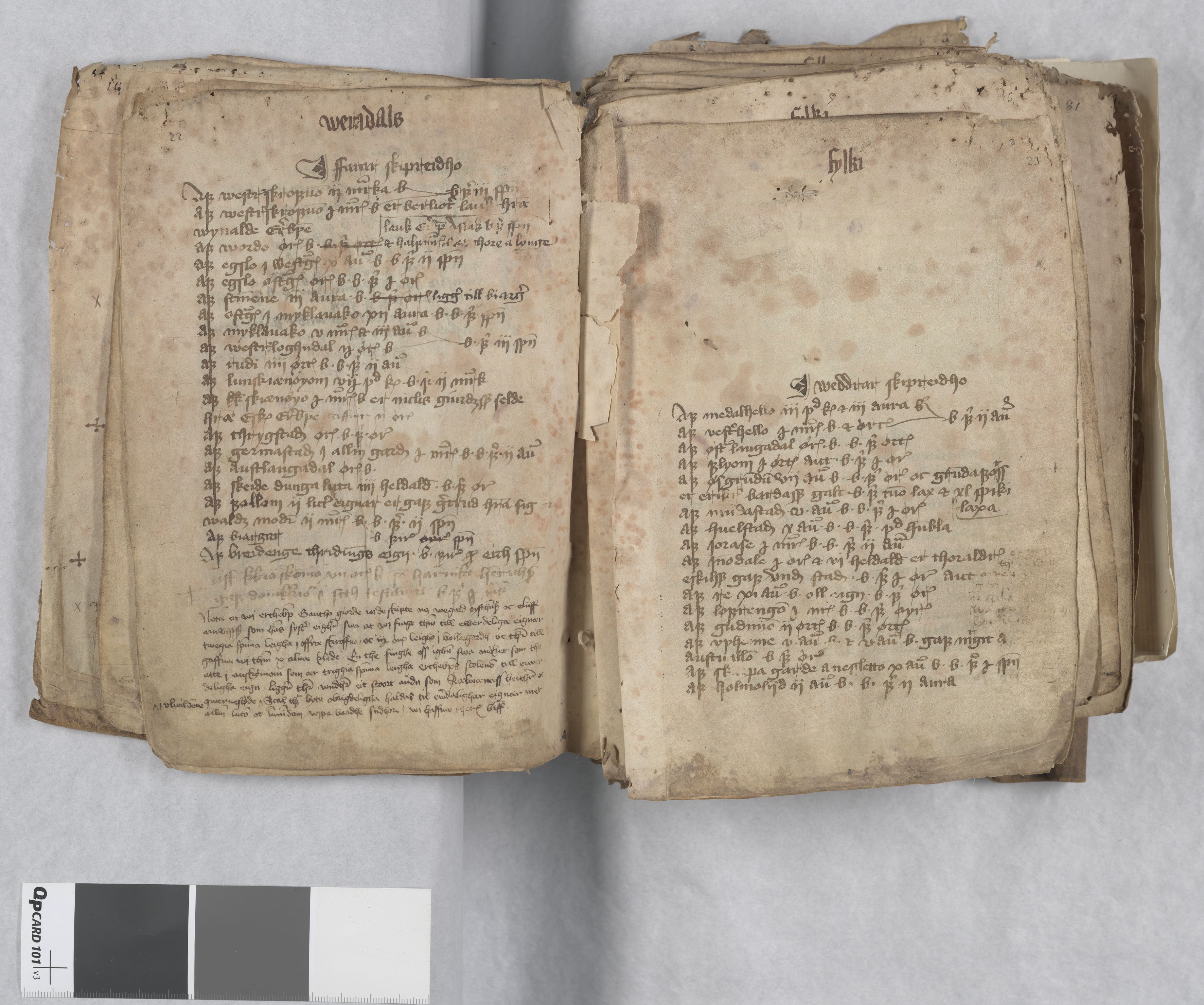 Riksarkivets diplomsamling, AV/RA-EA-5965/F13/F13b/L0013: NRA dipl. München papir, nr. 4292 Aslak Bolts jordebok., 1430-1439, s. 22-23