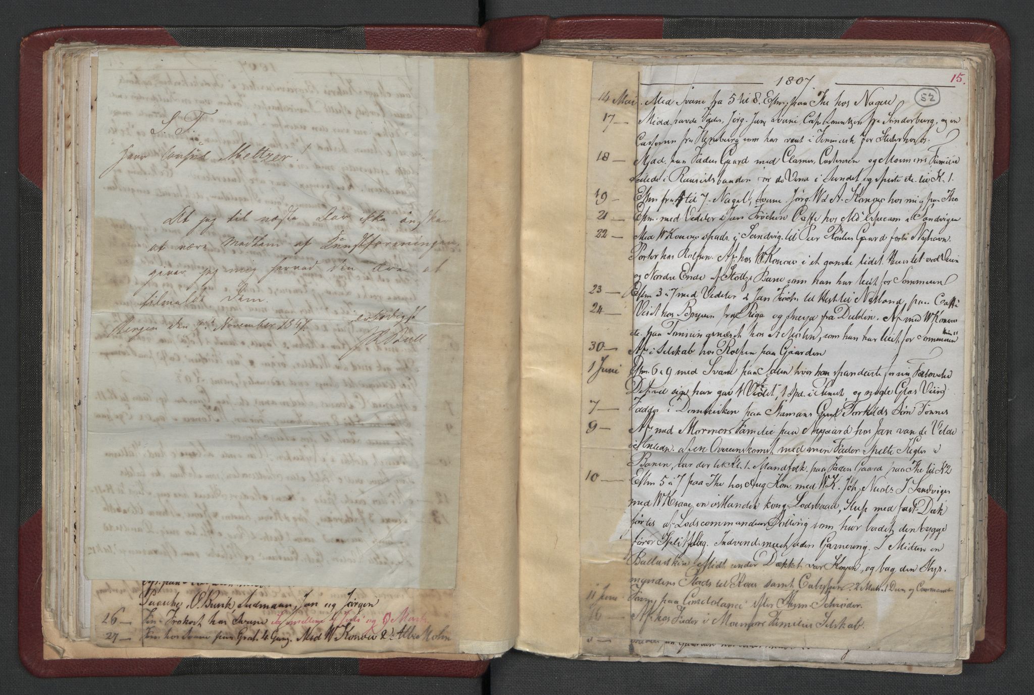 Meltzer, Fredrik, AV/RA-PA-0028/F/L0001: Dagbok for årene 1796-1808, 1811, 1817, 1796-1817, s. 51b-52a