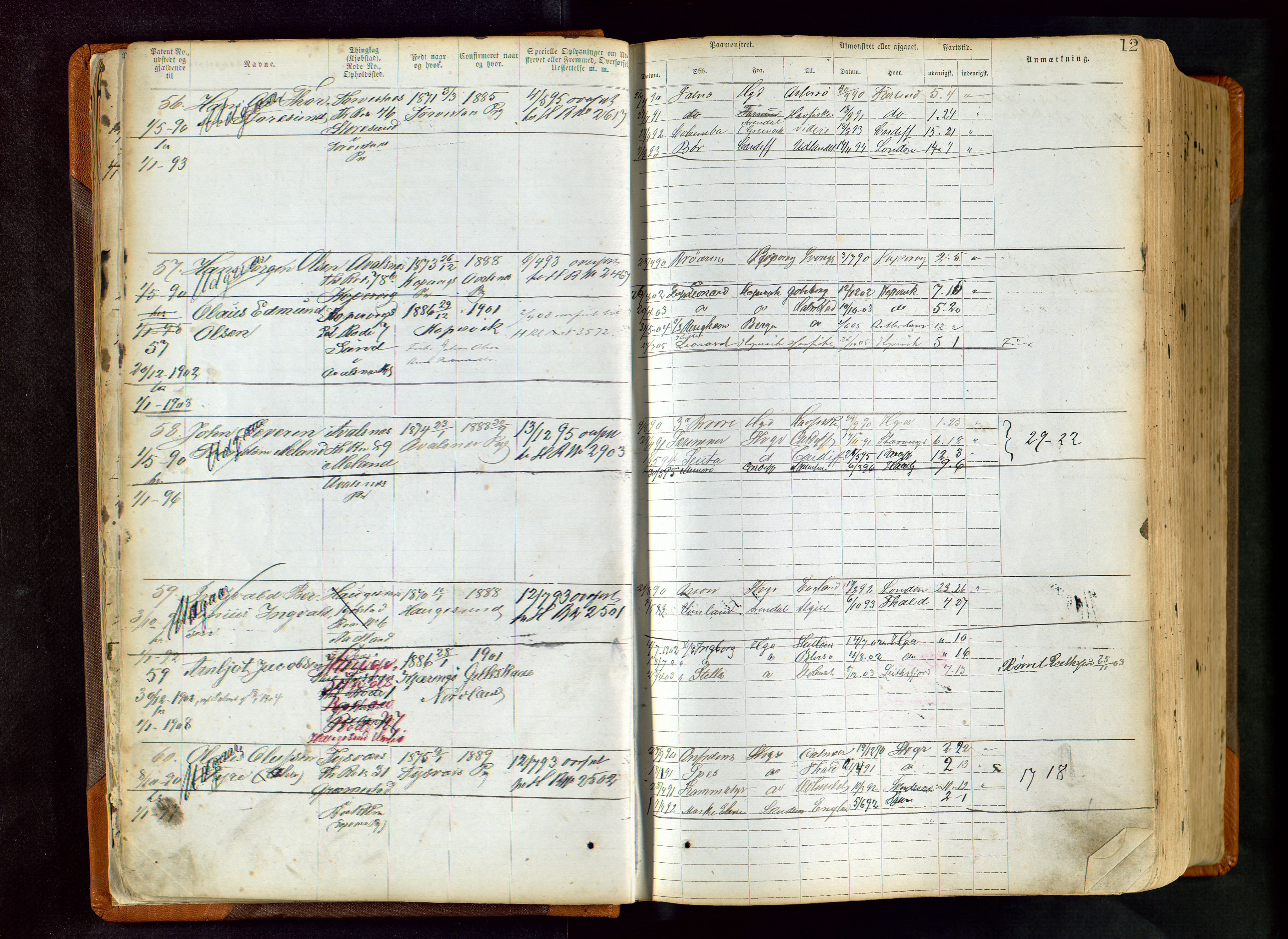 Haugesund sjømannskontor, AV/SAST-A-102007/F/Ff/L0004: Sjøfartsrulle Haugesund krets nr. 1 - 3586, 1868-1948, s. 12