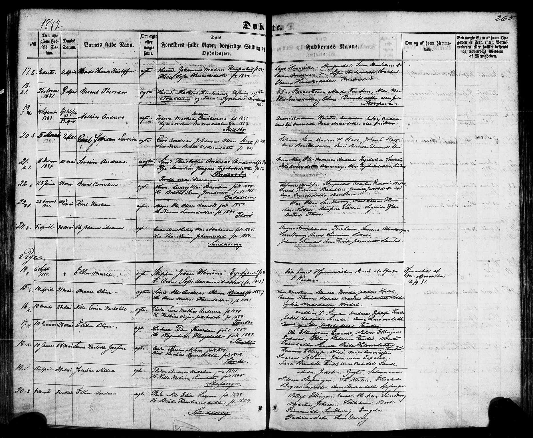 Kinn sokneprestembete, AV/SAB-A-80801/H/Haa/Haaa/L0006: Ministerialbok nr. A 6, 1857-1885, s. 265