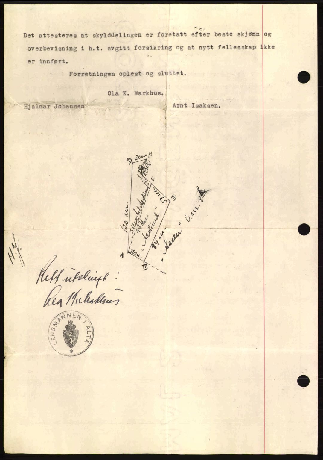 Alta fogderi/sorenskriveri, SATØ/SATØ-5/1/K/Kd/L0031pantebok: Pantebok nr. 31, 1938-1939, Dagboknr: 693/1938