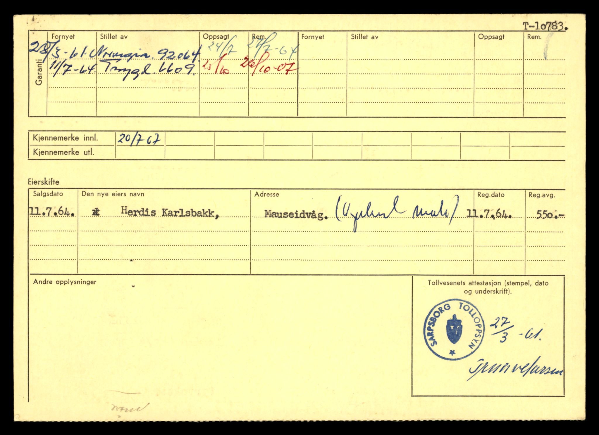 Møre og Romsdal vegkontor - Ålesund trafikkstasjon, AV/SAT-A-4099/F/Fe/L0023: Registreringskort for kjøretøy T 10695 - T 10809, 1927-1998, s. 2462