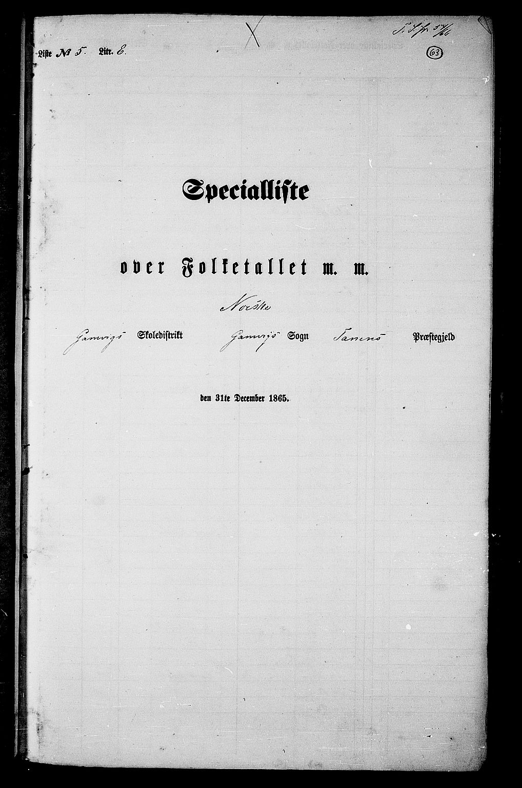 RA, Folketelling 1865 for 2025P Tana prestegjeld, 1865, s. 53