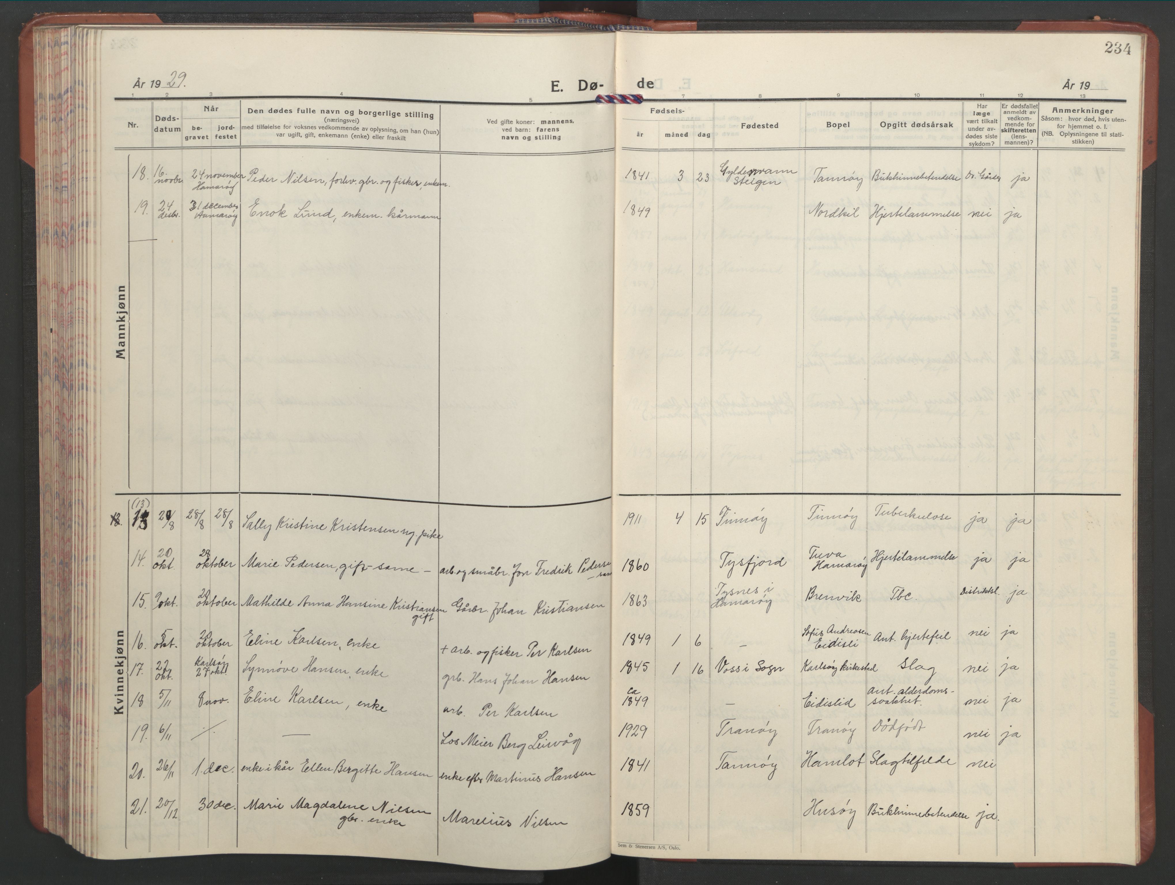 Ministerialprotokoller, klokkerbøker og fødselsregistre - Nordland, AV/SAT-A-1459/859/L0862: Klokkerbok nr. 859C08, 1925-1936, s. 234