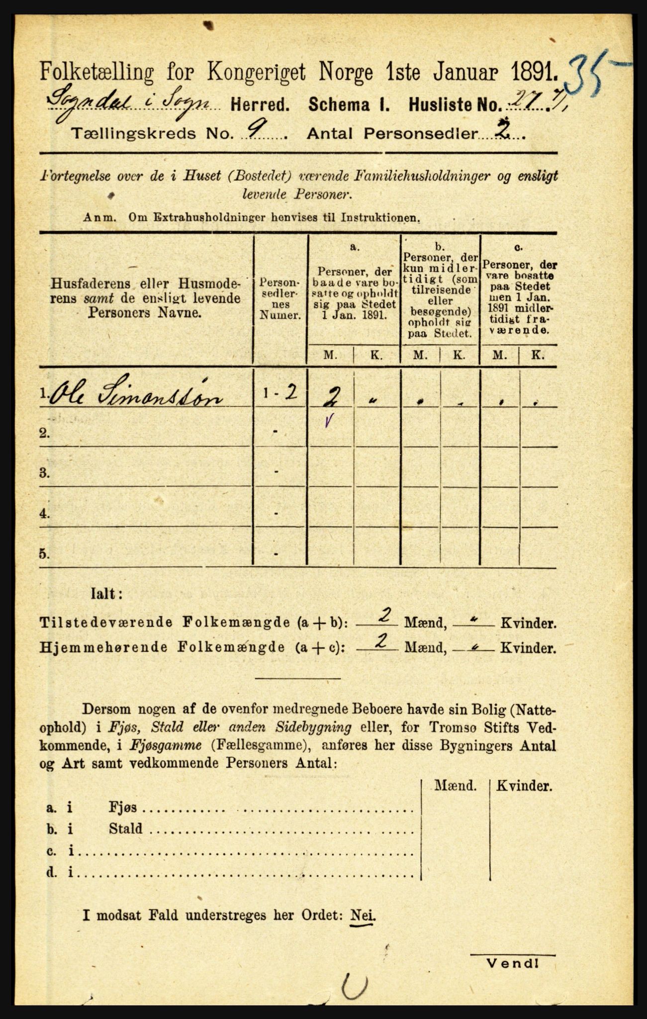 RA, Folketelling 1891 for 1420 Sogndal herred, 1891, s. 3673