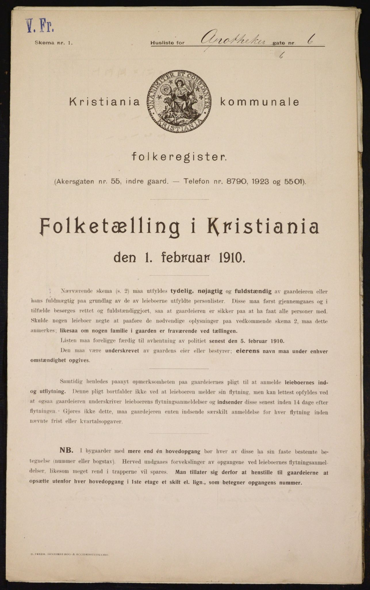 OBA, Kommunal folketelling 1.2.1910 for Kristiania, 1910, s. 1253