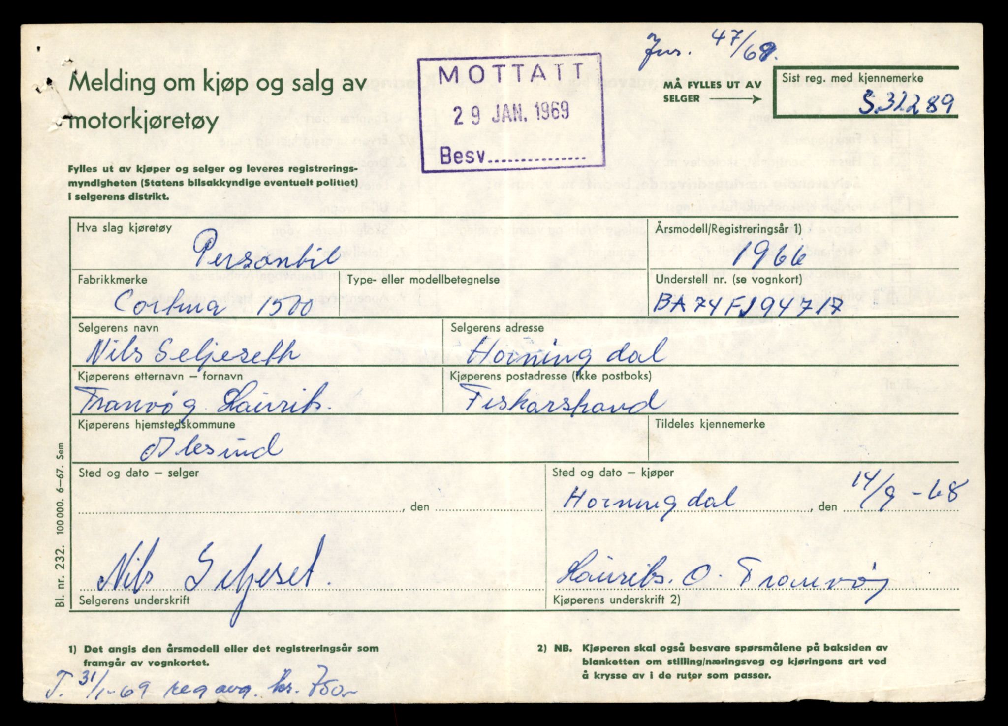 Møre og Romsdal vegkontor - Ålesund trafikkstasjon, SAT/A-4099/F/Fe/L0002: Registreringskort for kjøretøy T 128 - T 231, 1927-1998, s. 2752