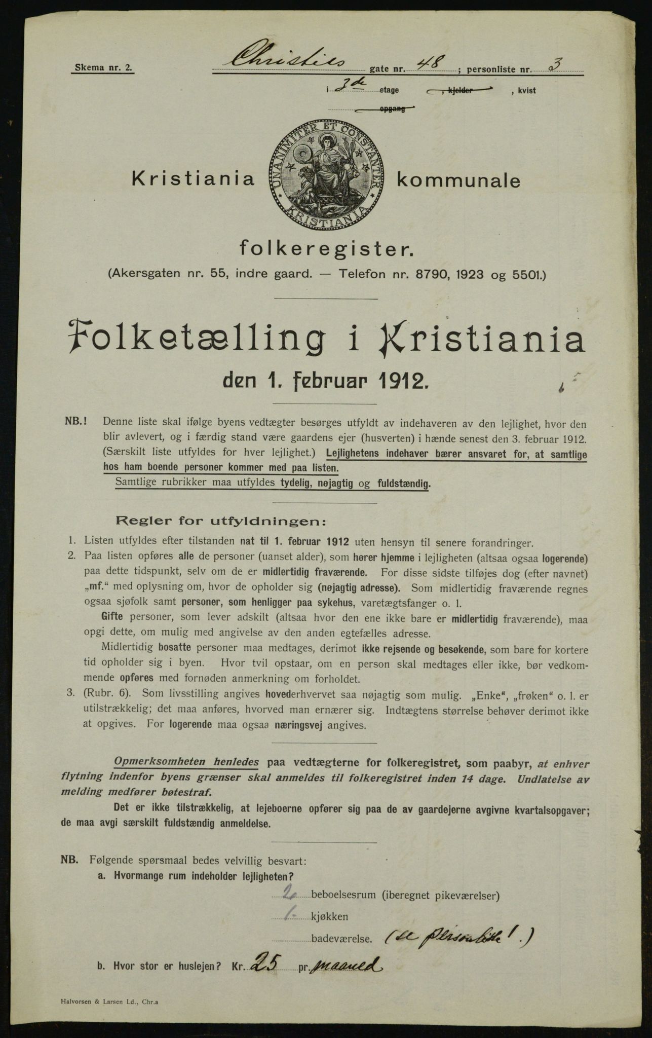 OBA, Kommunal folketelling 1.2.1912 for Kristiania, 1912, s. 12608