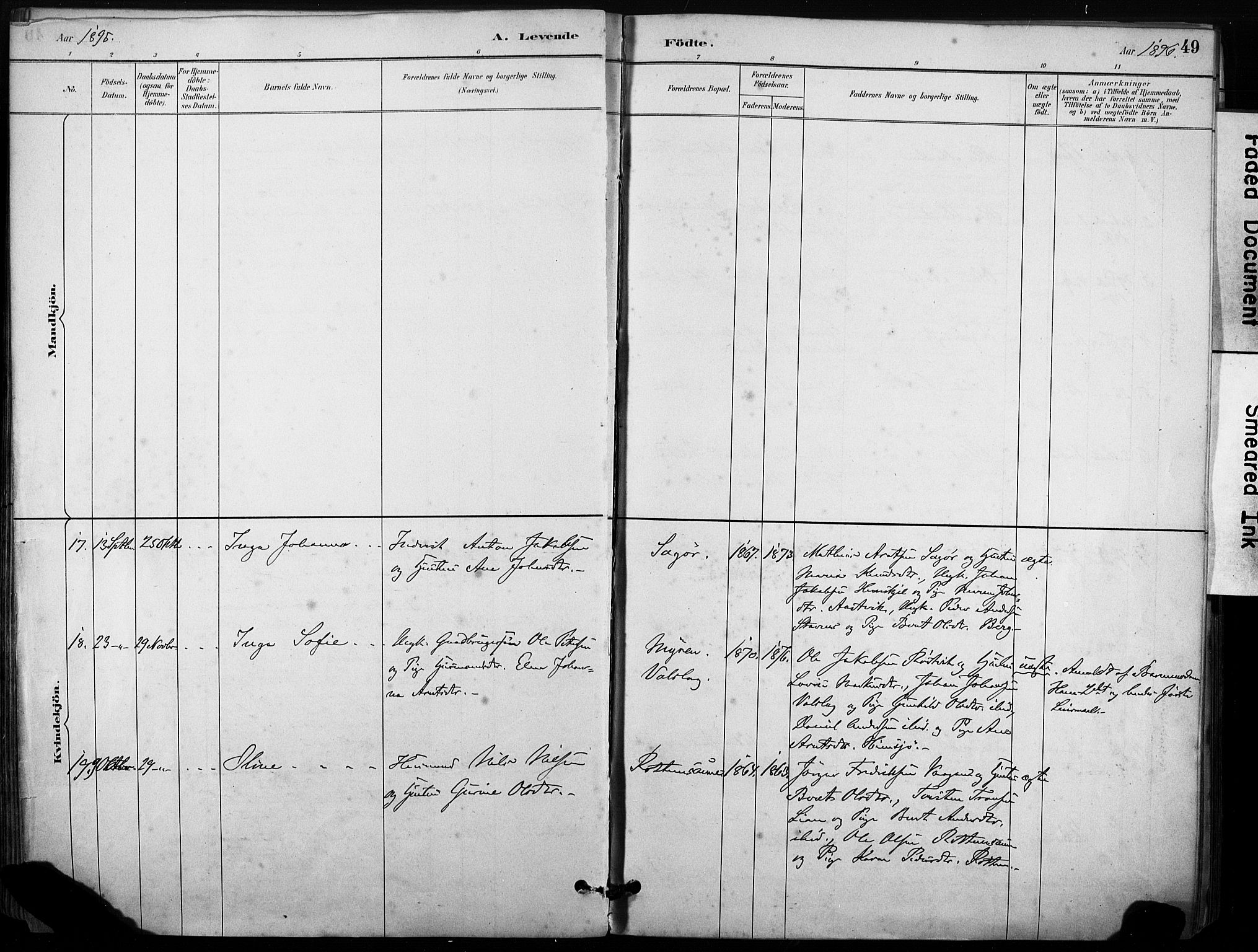 Ministerialprotokoller, klokkerbøker og fødselsregistre - Sør-Trøndelag, SAT/A-1456/633/L0518: Ministerialbok nr. 633A01, 1884-1906, s. 49