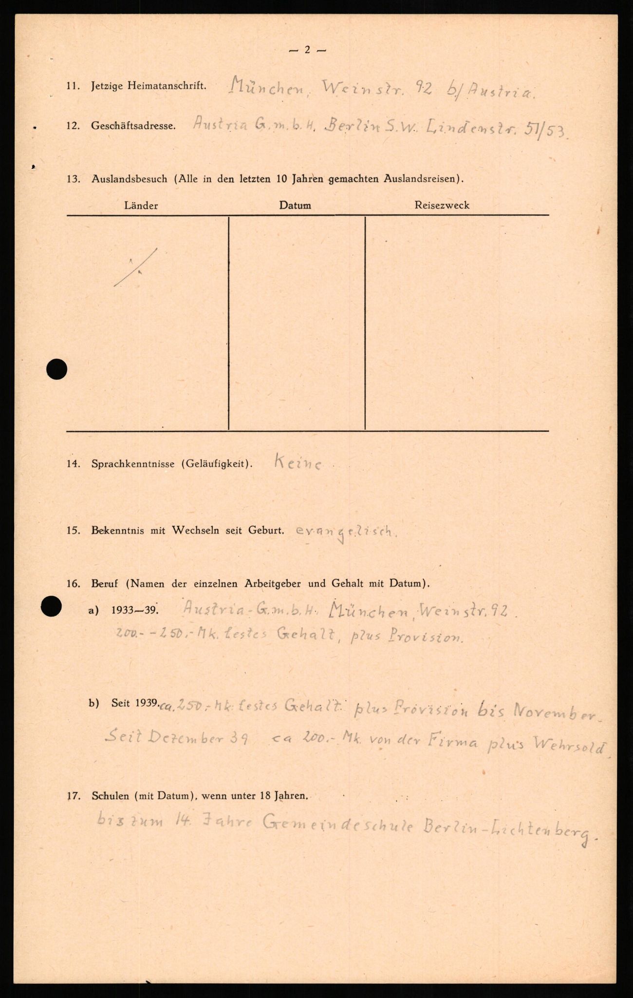 Forsvaret, Forsvarets overkommando II, AV/RA-RAFA-3915/D/Db/L0021: CI Questionaires. Tyske okkupasjonsstyrker i Norge. Tyskere., 1945-1946, s. 409