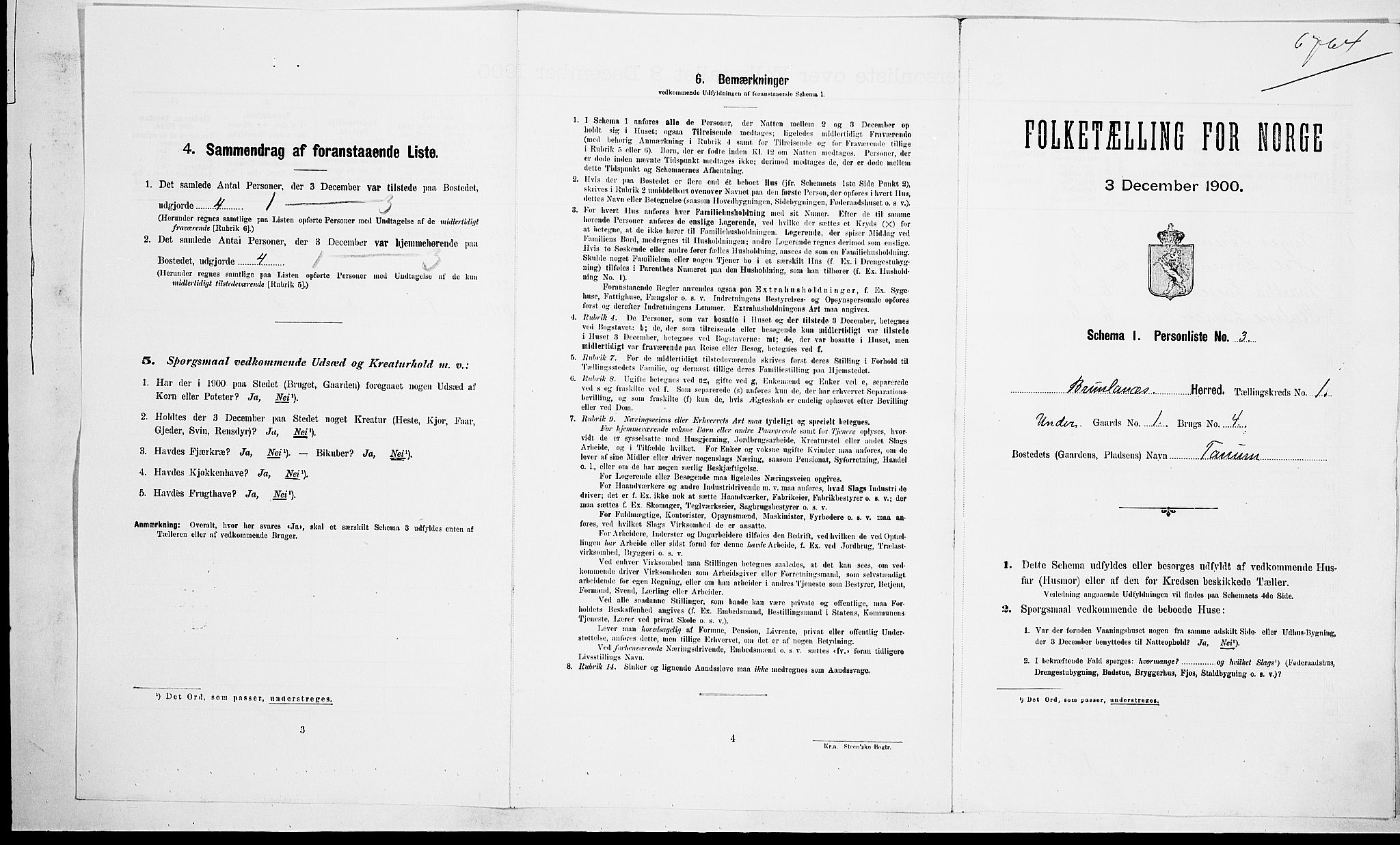 RA, Folketelling 1900 for 0726 Brunlanes herred, 1900, s. 117