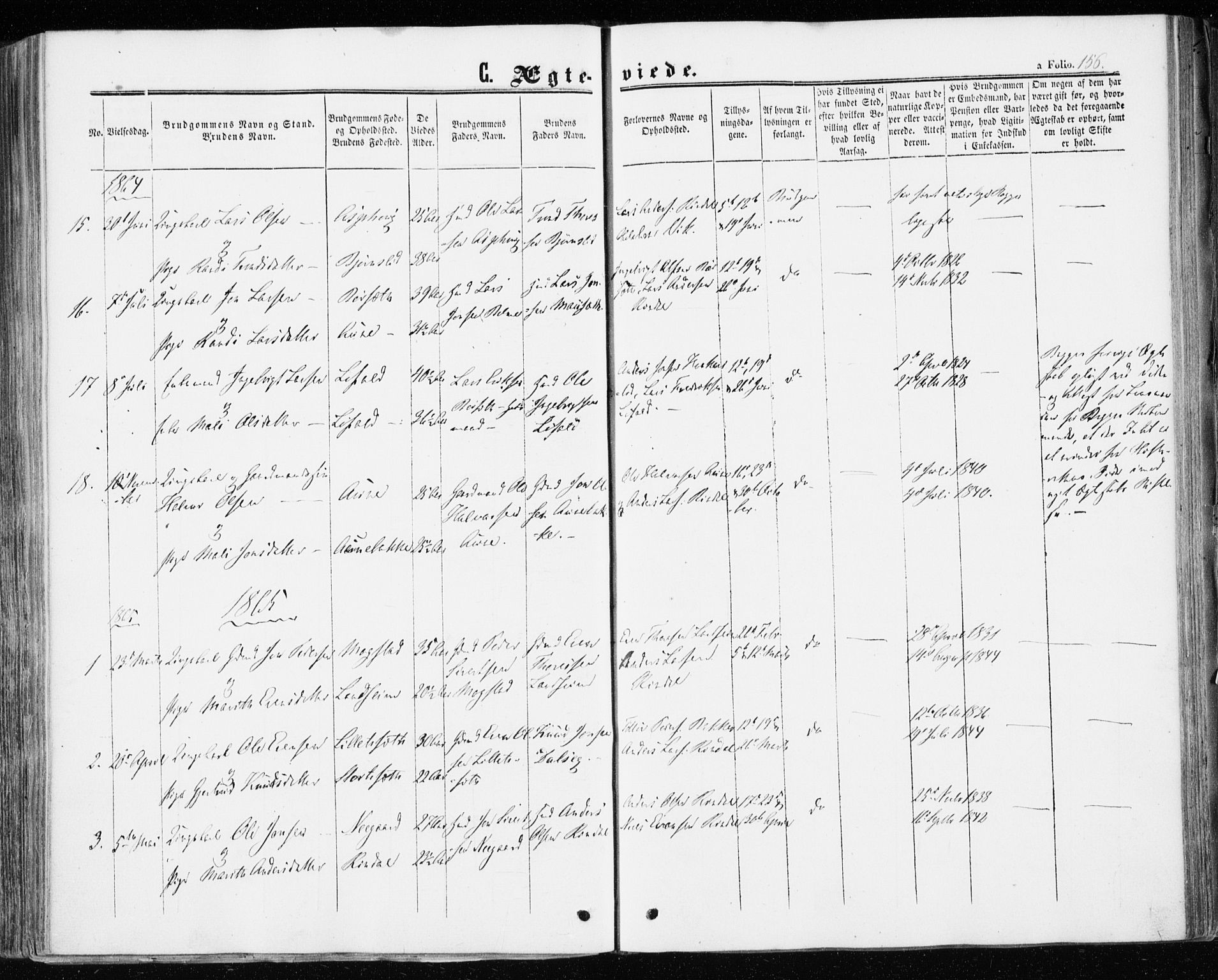 Ministerialprotokoller, klokkerbøker og fødselsregistre - Møre og Romsdal, AV/SAT-A-1454/598/L1067: Ministerialbok nr. 598A01, 1858-1871, s. 156