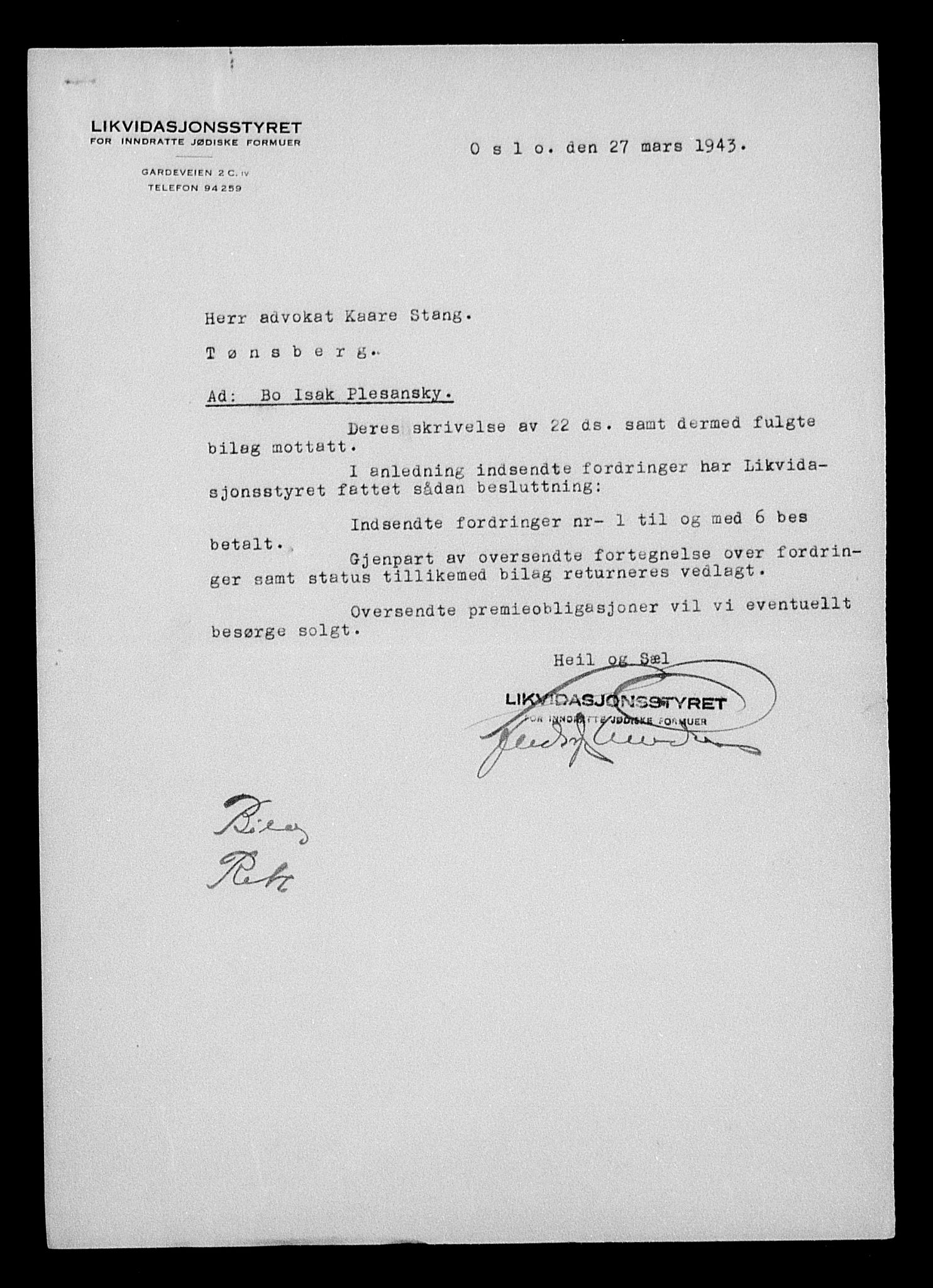 Justisdepartementet, Tilbakeføringskontoret for inndratte formuer, AV/RA-S-1564/H/Hc/Hcd/L1004: --, 1945-1947, s. 25
