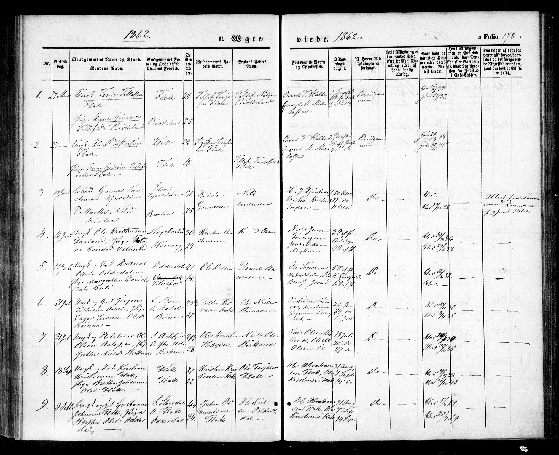 Birkenes sokneprestkontor, AV/SAK-1111-0004/F/Fa/L0003: Ministerialbok nr. A 3, 1850-1866, s. 178
