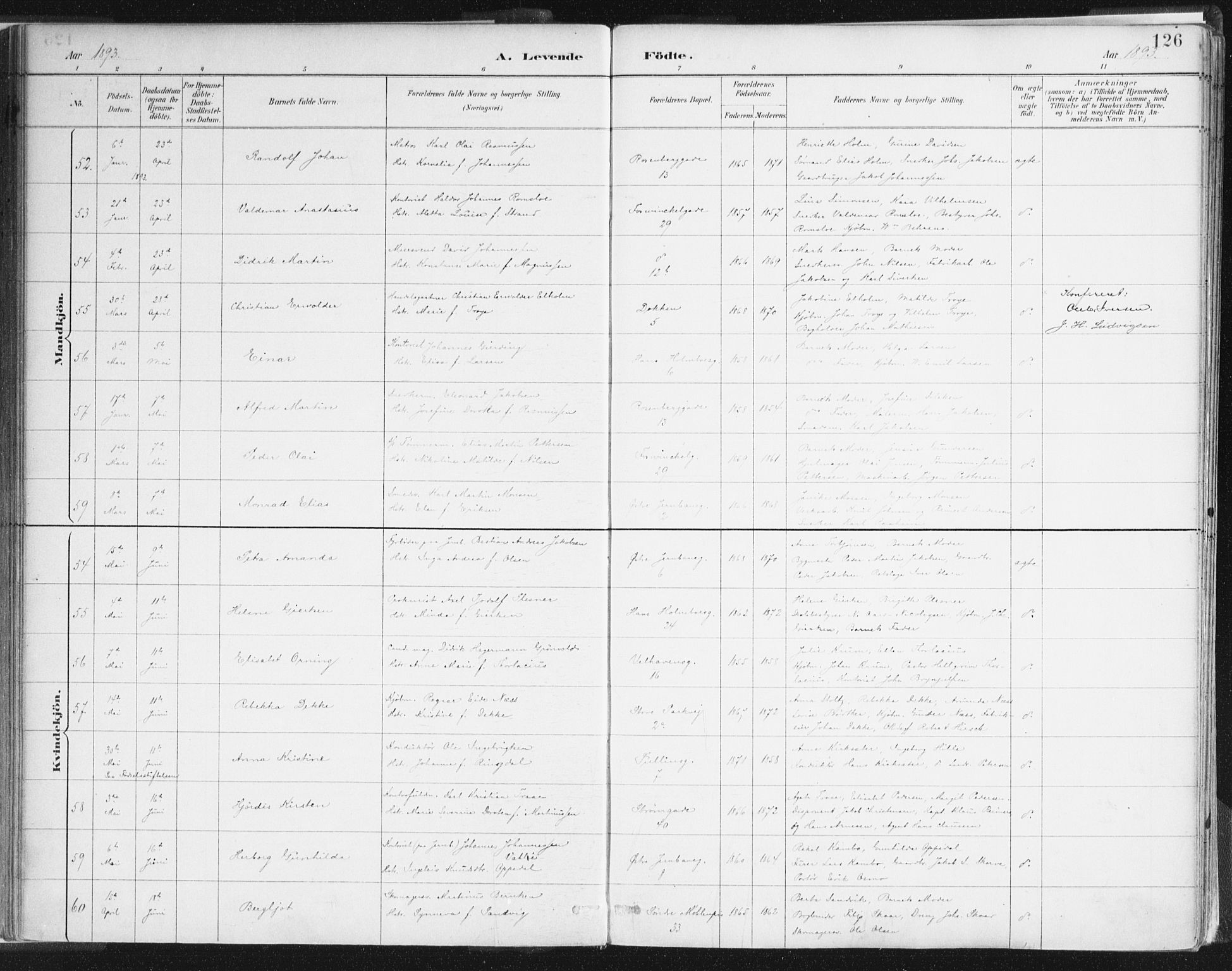 Johanneskirken sokneprestembete, SAB/A-76001/H/Haa/L0001: Ministerialbok nr. A 1, 1885-1900, s. 126