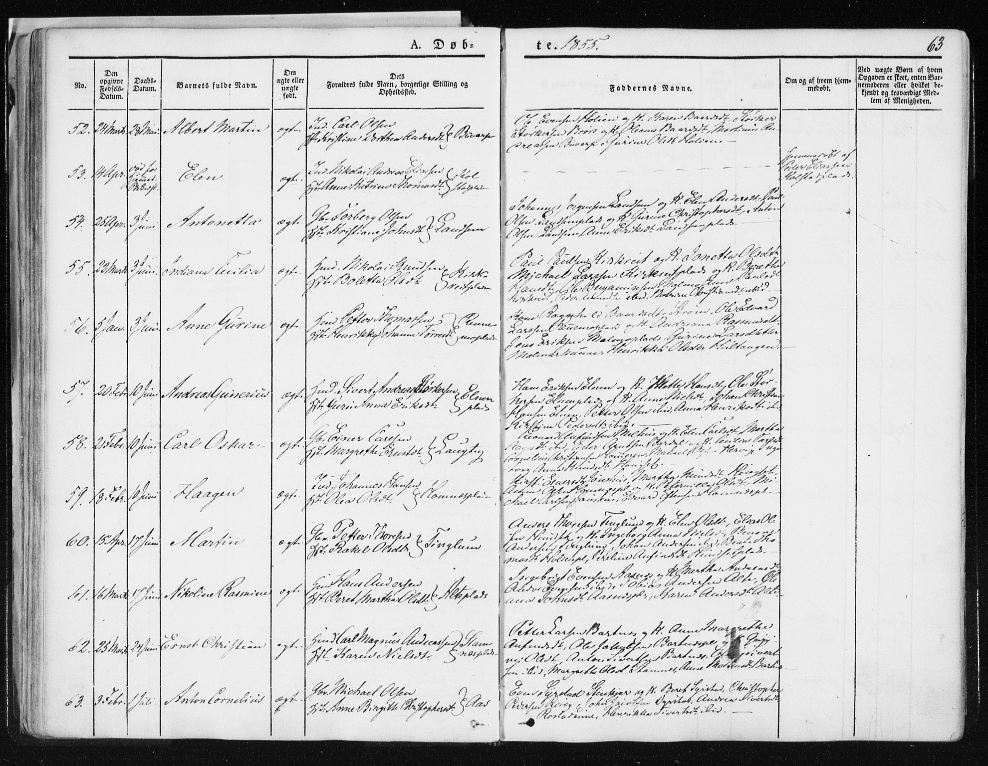 Ministerialprotokoller, klokkerbøker og fødselsregistre - Nord-Trøndelag, SAT/A-1458/741/L0393: Ministerialbok nr. 741A07, 1849-1863, s. 63