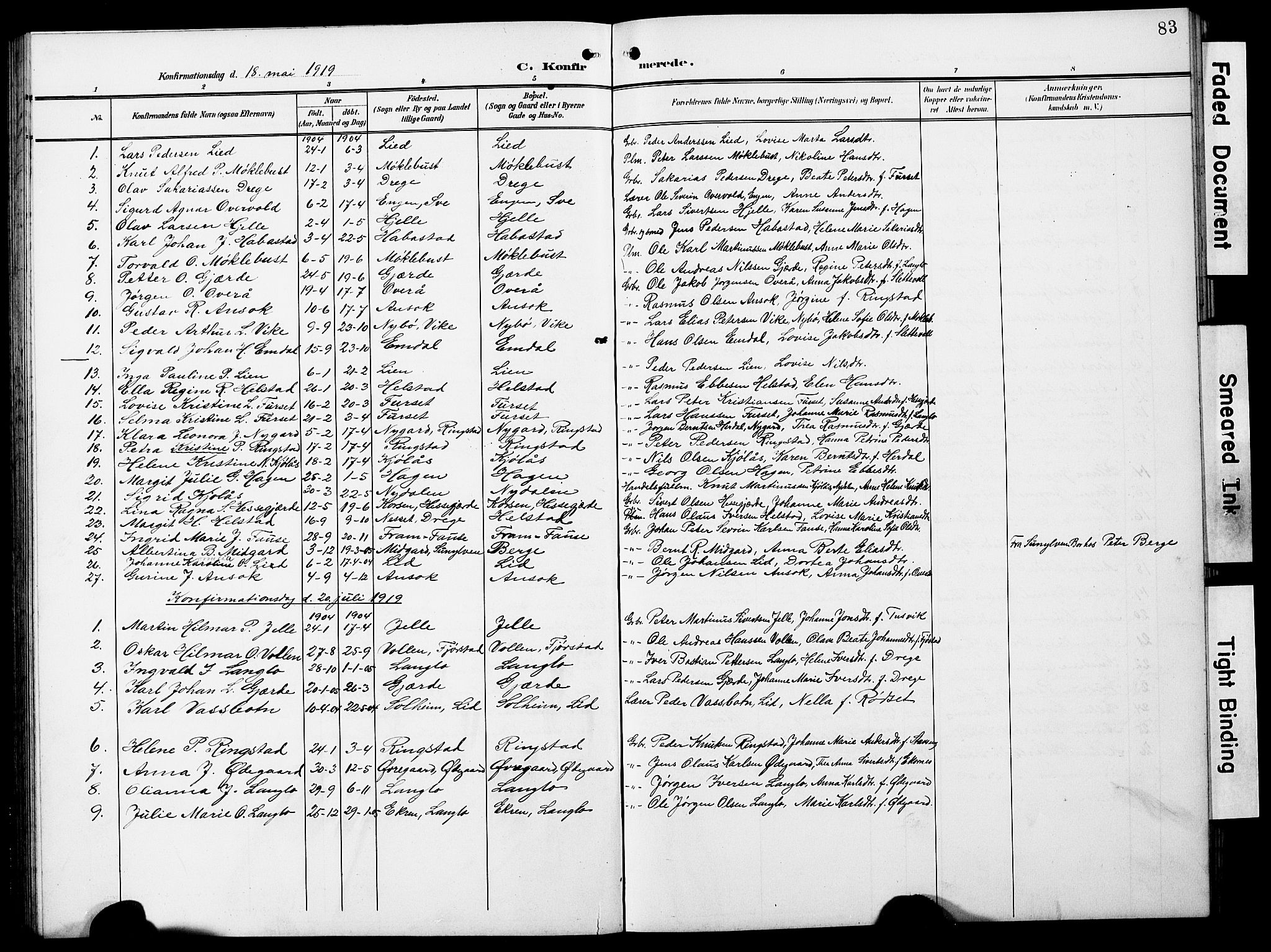 Ministerialprotokoller, klokkerbøker og fødselsregistre - Møre og Romsdal, AV/SAT-A-1454/520/L0293: Klokkerbok nr. 520C05, 1902-1923, s. 83