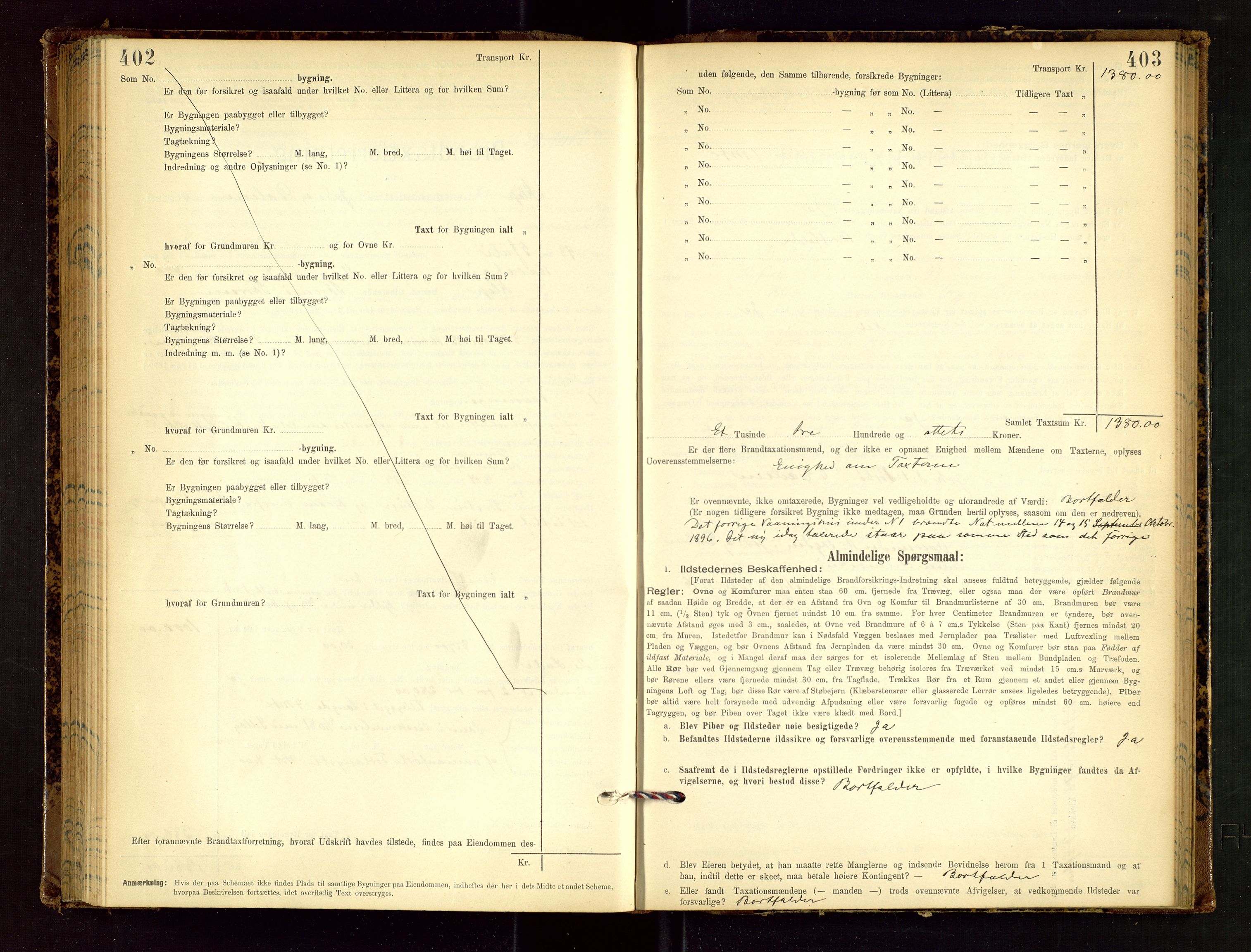 Klepp lensmannskontor, AV/SAST-A-100163/Goc/L0002: "Brandtaxationsprotokol" m/register, 1898-1902, s. 402-403