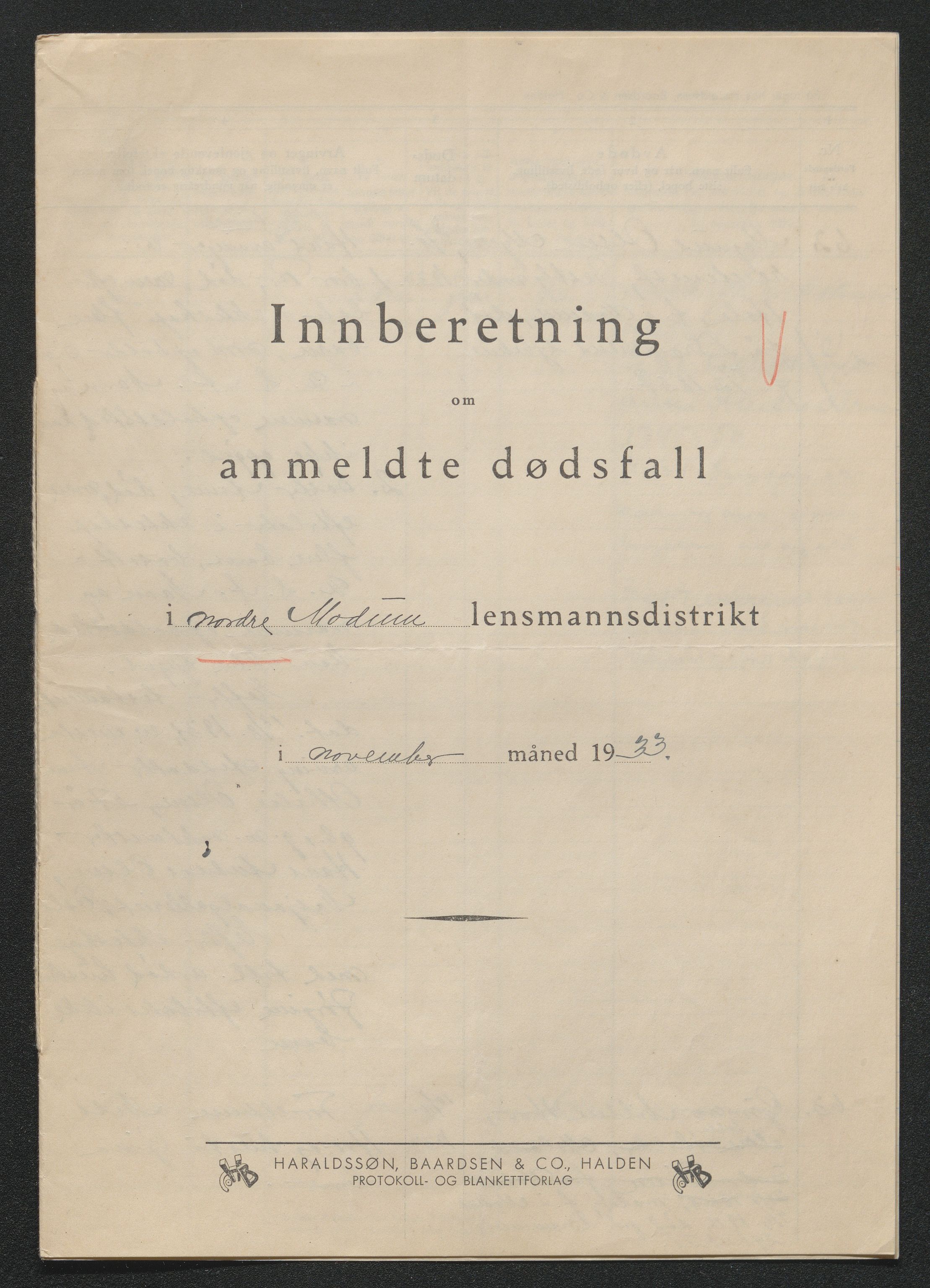 Eiker, Modum og Sigdal sorenskriveri, SAKO/A-123/H/Ha/Hab/L0048: Dødsfallsmeldinger, 1933, s. 874