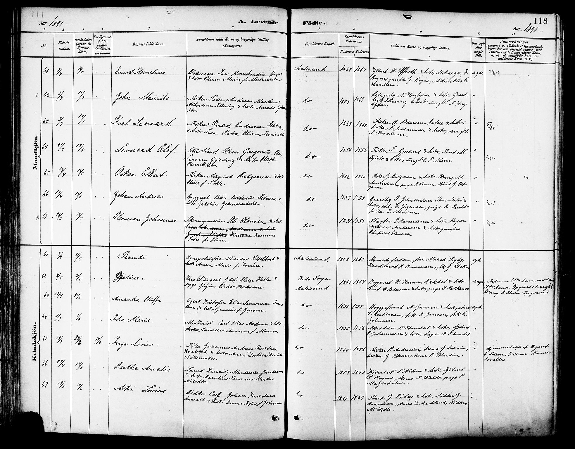 Ministerialprotokoller, klokkerbøker og fødselsregistre - Møre og Romsdal, AV/SAT-A-1454/529/L0455: Ministerialbok nr. 529A05, 1885-1893, s. 118