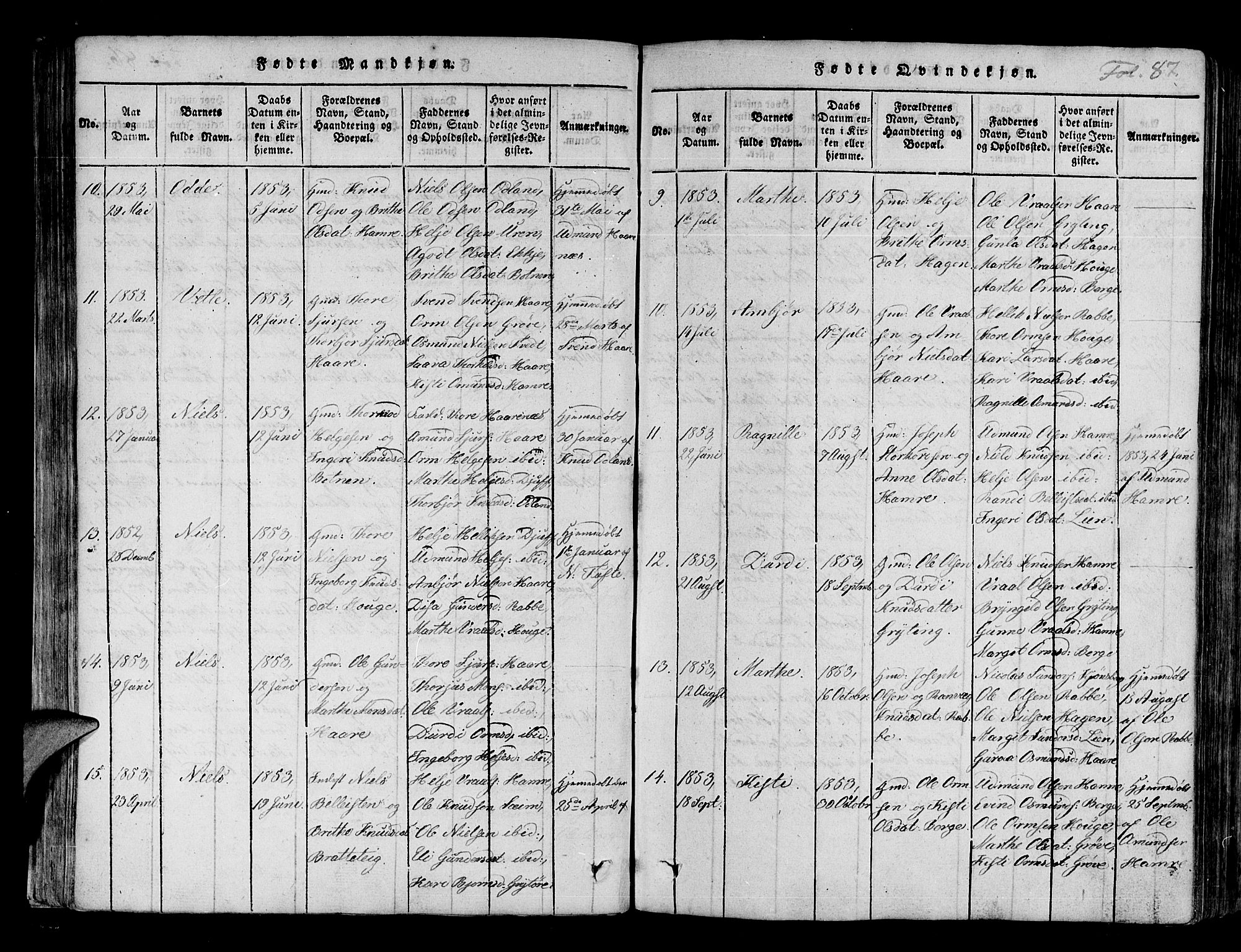 Røldal sokneprestembete, SAB/A-100247: Ministerialbok nr. A 2, 1817-1856, s. 87