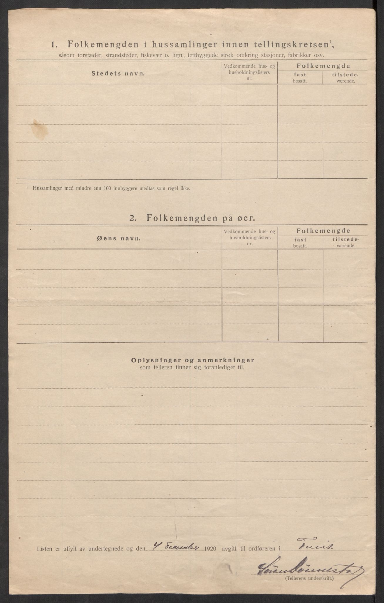 SAK, Folketelling 1920 for 1013 Tveit herred, 1920, s. 19