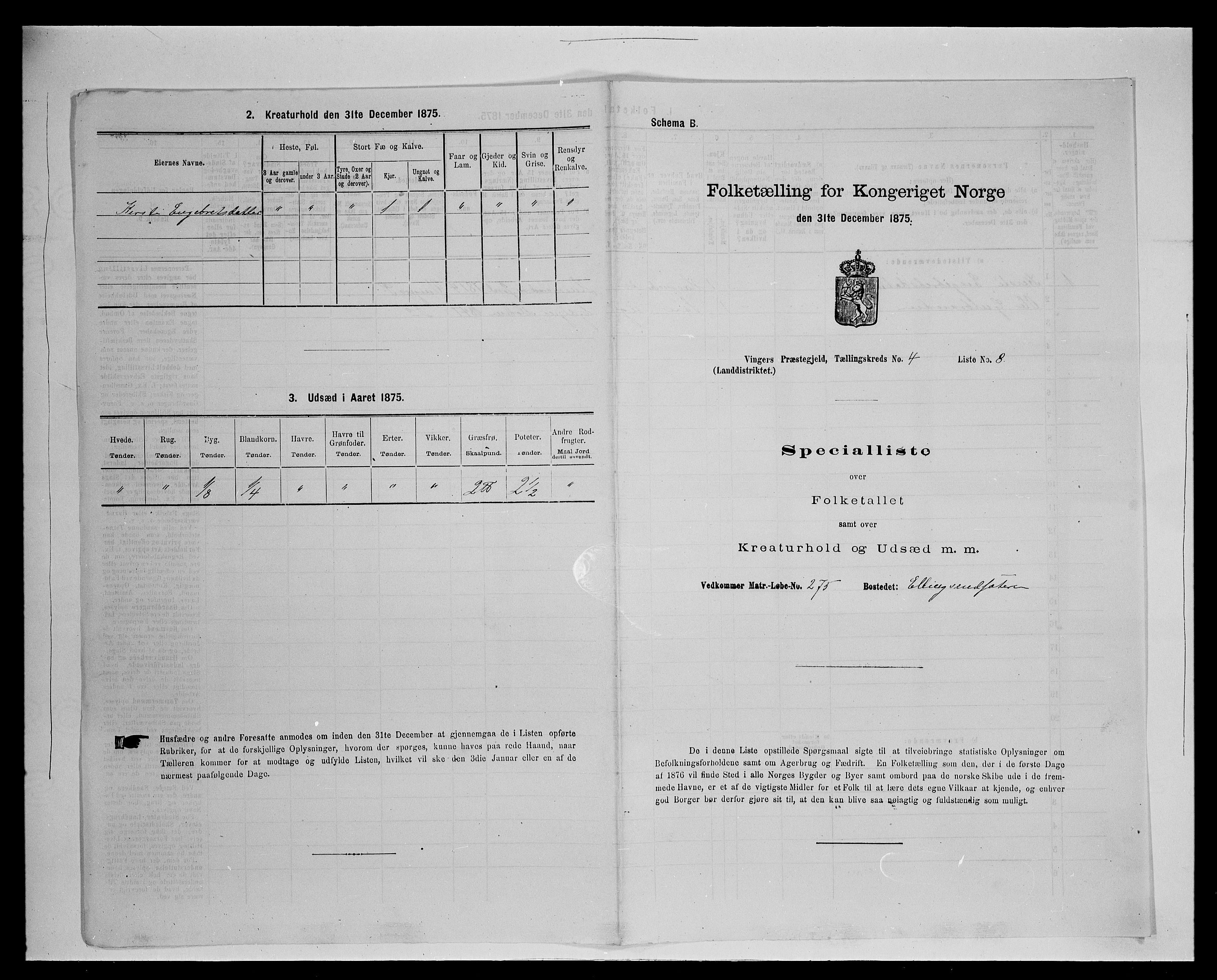 SAH, Folketelling 1875 for 0421L Vinger prestegjeld, Vinger sokn og Austmarka sokn, 1875, s. 612