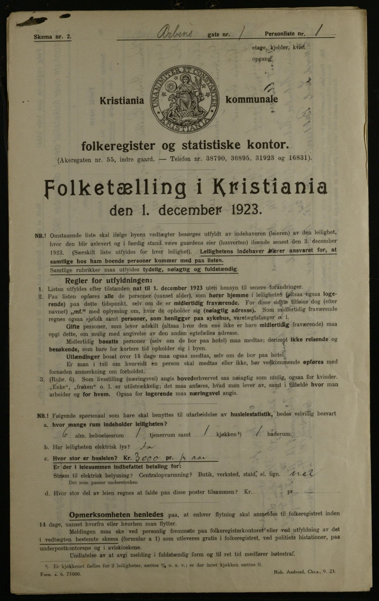 OBA, Kommunal folketelling 1.12.1923 for Kristiania, 1923, s. 1737