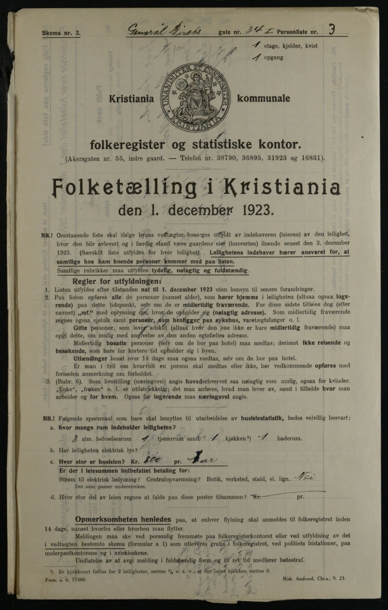 OBA, Kommunal folketelling 1.12.1923 for Kristiania, 1923, s. 32975