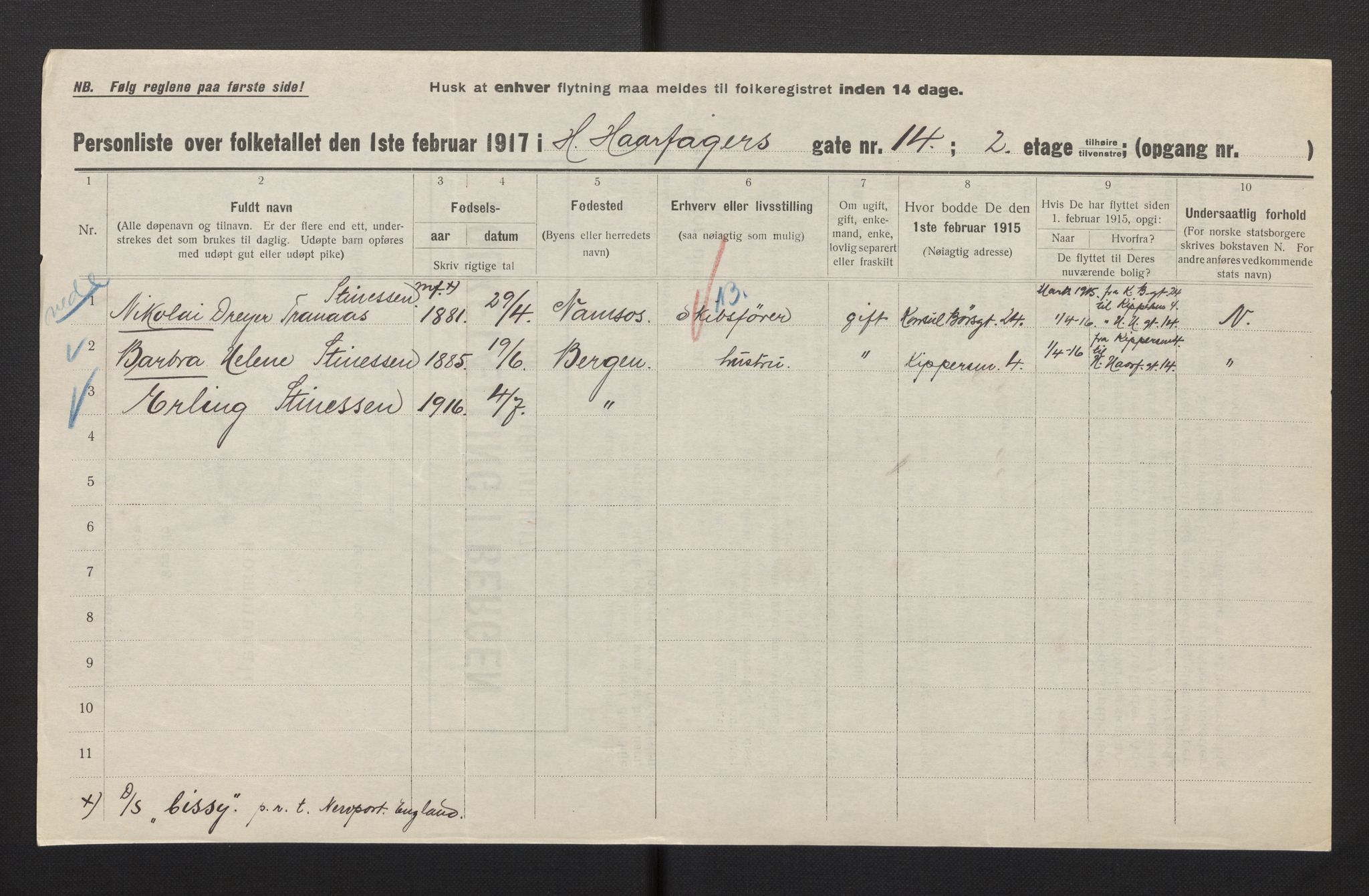 SAB, Kommunal folketelling 1917 for Bergen kjøpstad, 1917, s. 12787