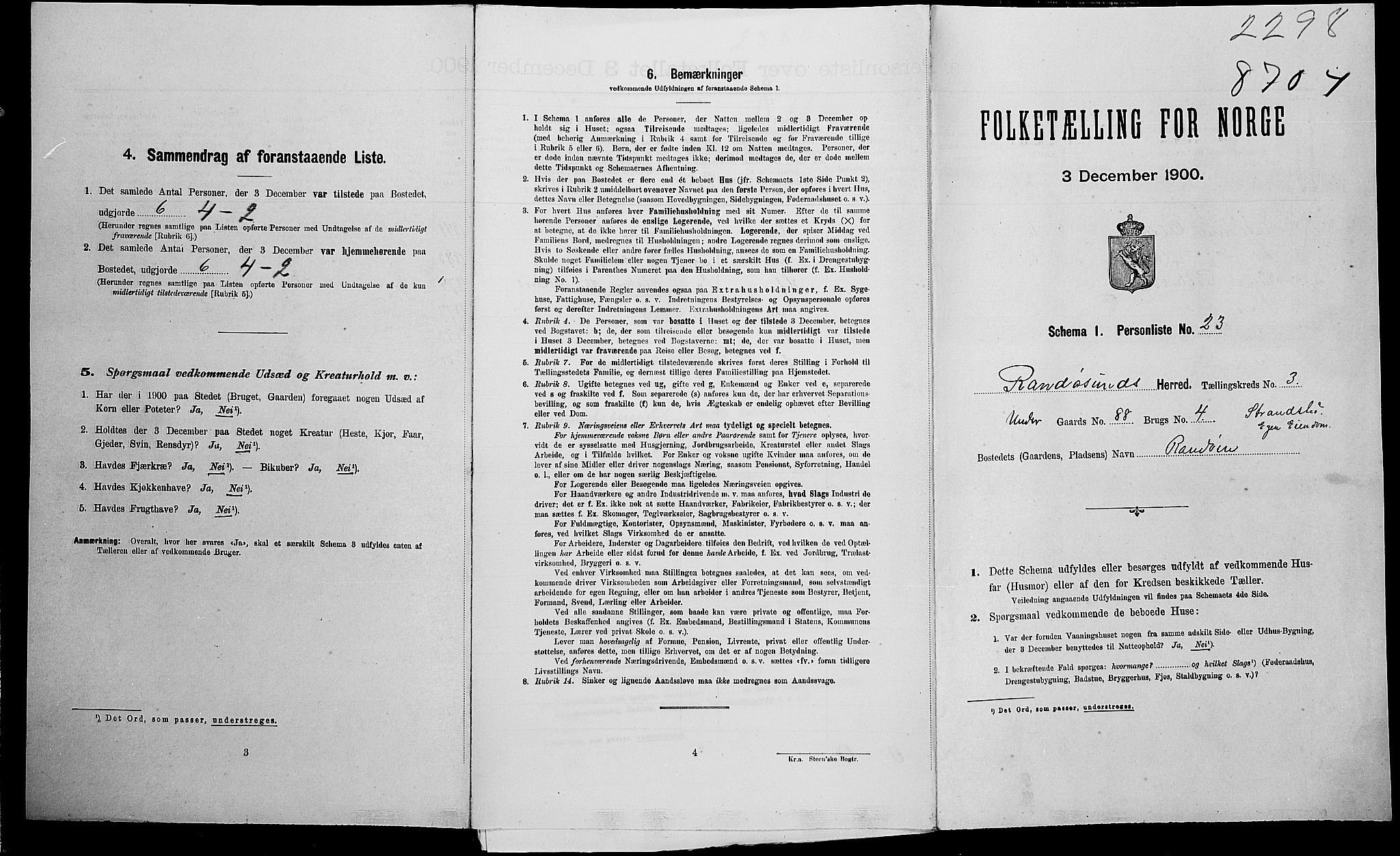SAK, Folketelling 1900 for 1011 Randesund herred, 1900, s. 35