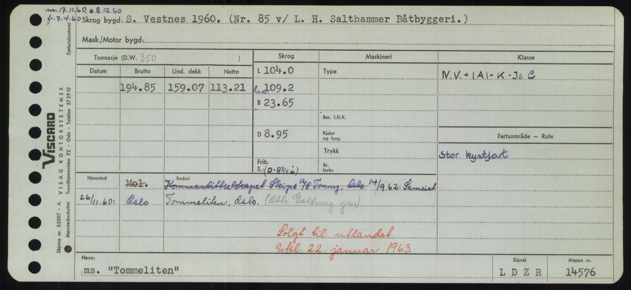 Sjøfartsdirektoratet med forløpere, Skipsmålingen, RA/S-1627/H/Hd/L0039: Fartøy, Ti-Tø, s. 165