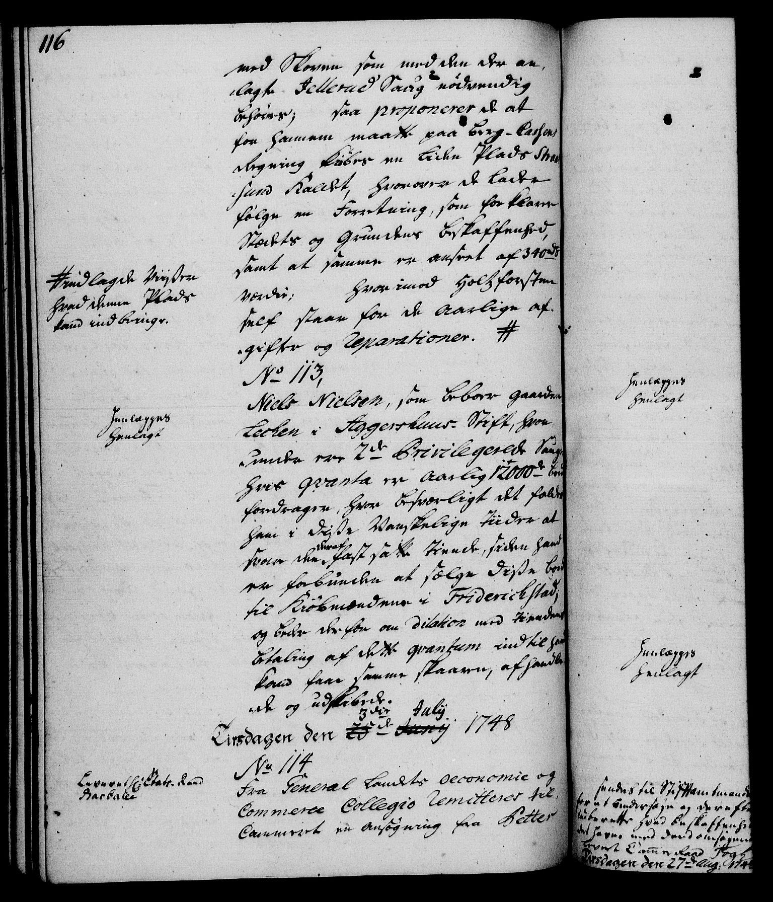 Rentekammeret, Kammerkanselliet, AV/RA-EA-3111/G/Gh/Gha/L0029: Norsk ekstraktmemorialprotokoll (merket RK 53.74), 1748-1749, s. 116