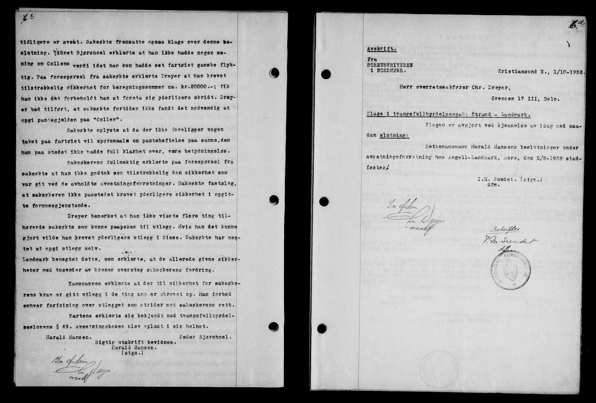 Nordmøre sorenskriveri, AV/SAT-A-4132/1/2/2Ca/L0065: Pantebok nr. 55, 1928-1929, Tingl.dato: 15.10.1928