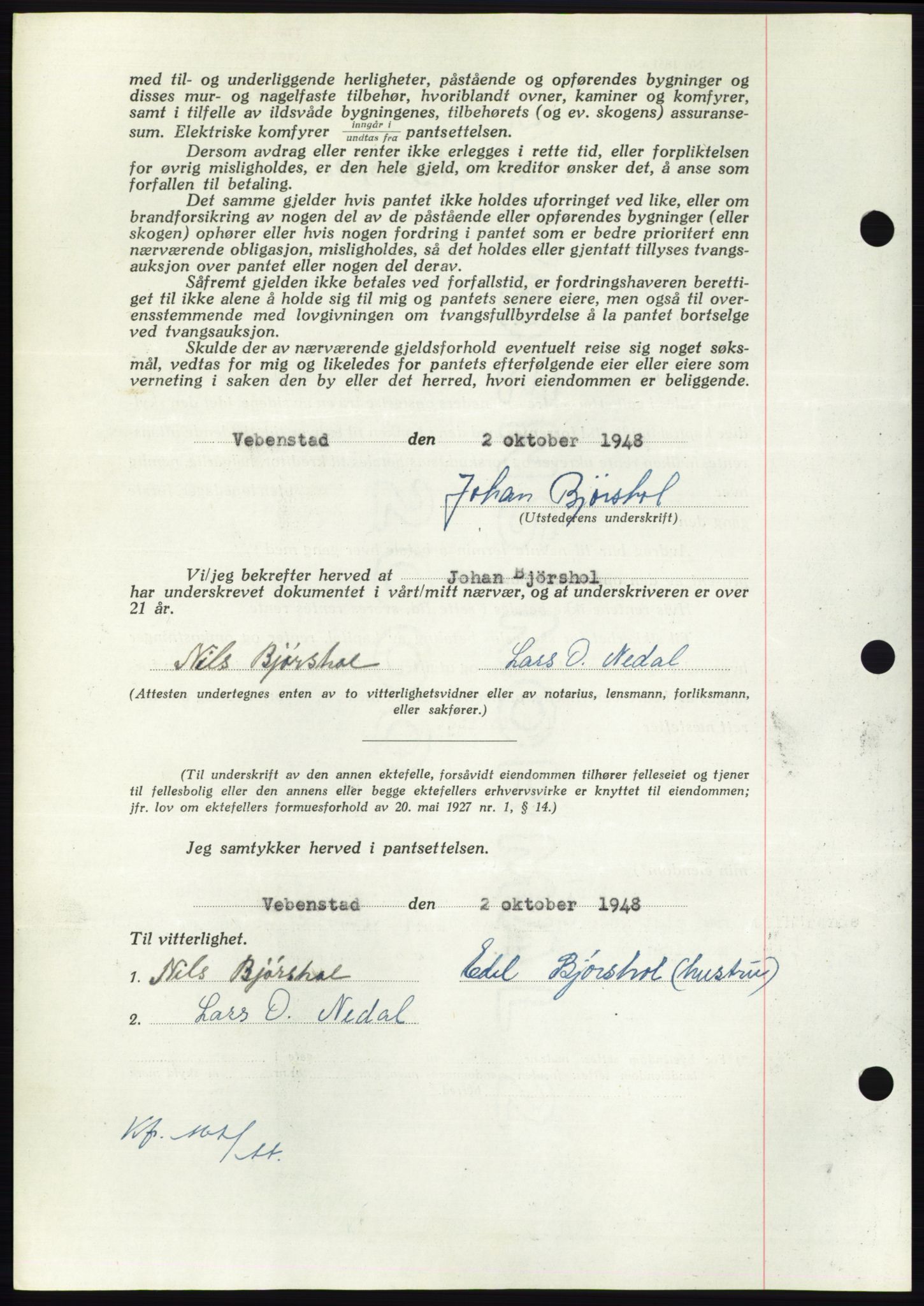 Nordmøre sorenskriveri, AV/SAT-A-4132/1/2/2Ca: Pantebok nr. B99, 1948-1948, Dagboknr: 2971/1948