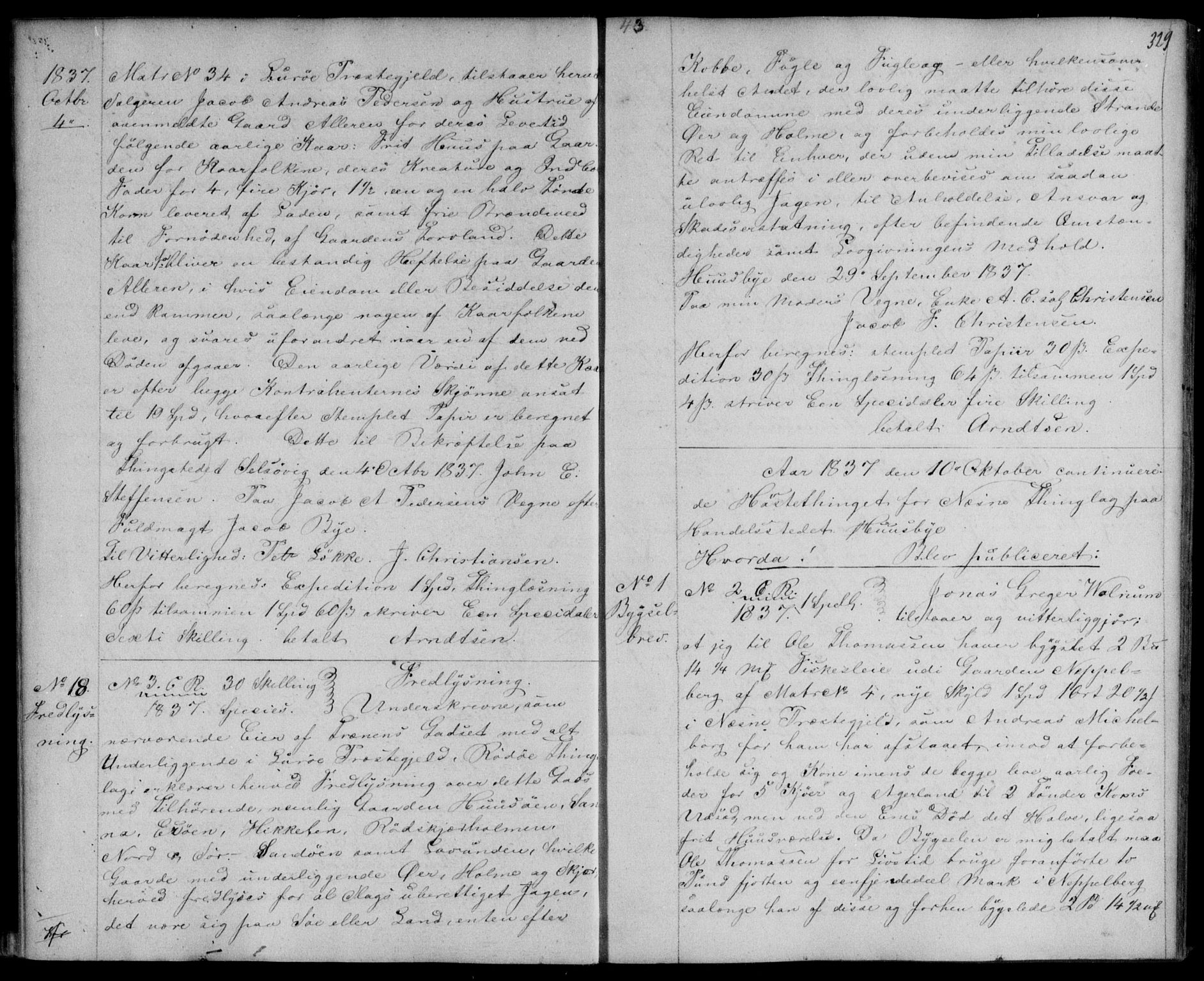 Rana sorenskriveri , SAT/A-1108/1/2/2C/L0001: Pantebok nr. 1, 1826-1842, s. 329