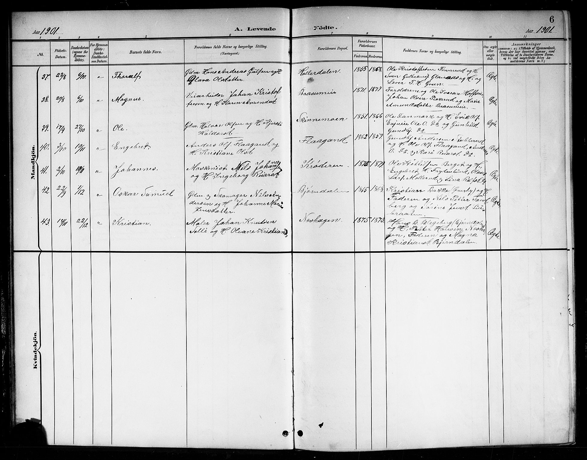 Sigdal kirkebøker, AV/SAKO-A-245/G/Ga/L0006: Klokkerbok nr. I 6, 1901-1916, s. 6