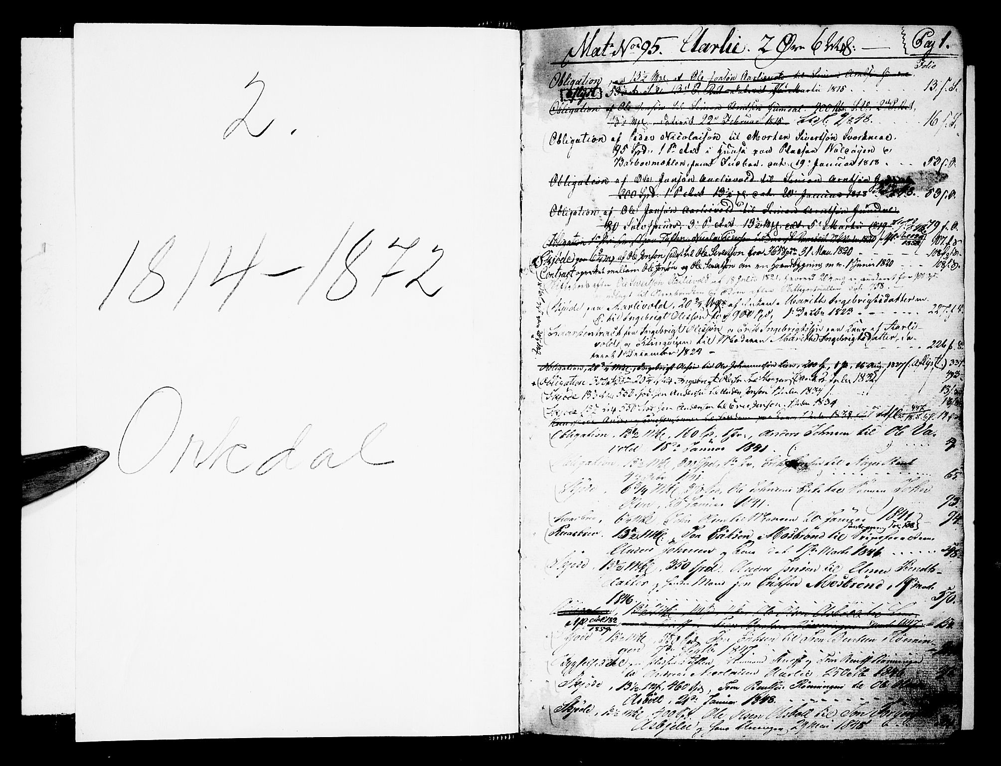 Orkdal sorenskriveri, SAT/A-4169/1/2/2A/2Aa/L0007: Panteregister nr. 7, 1814-1872, s. 0-1