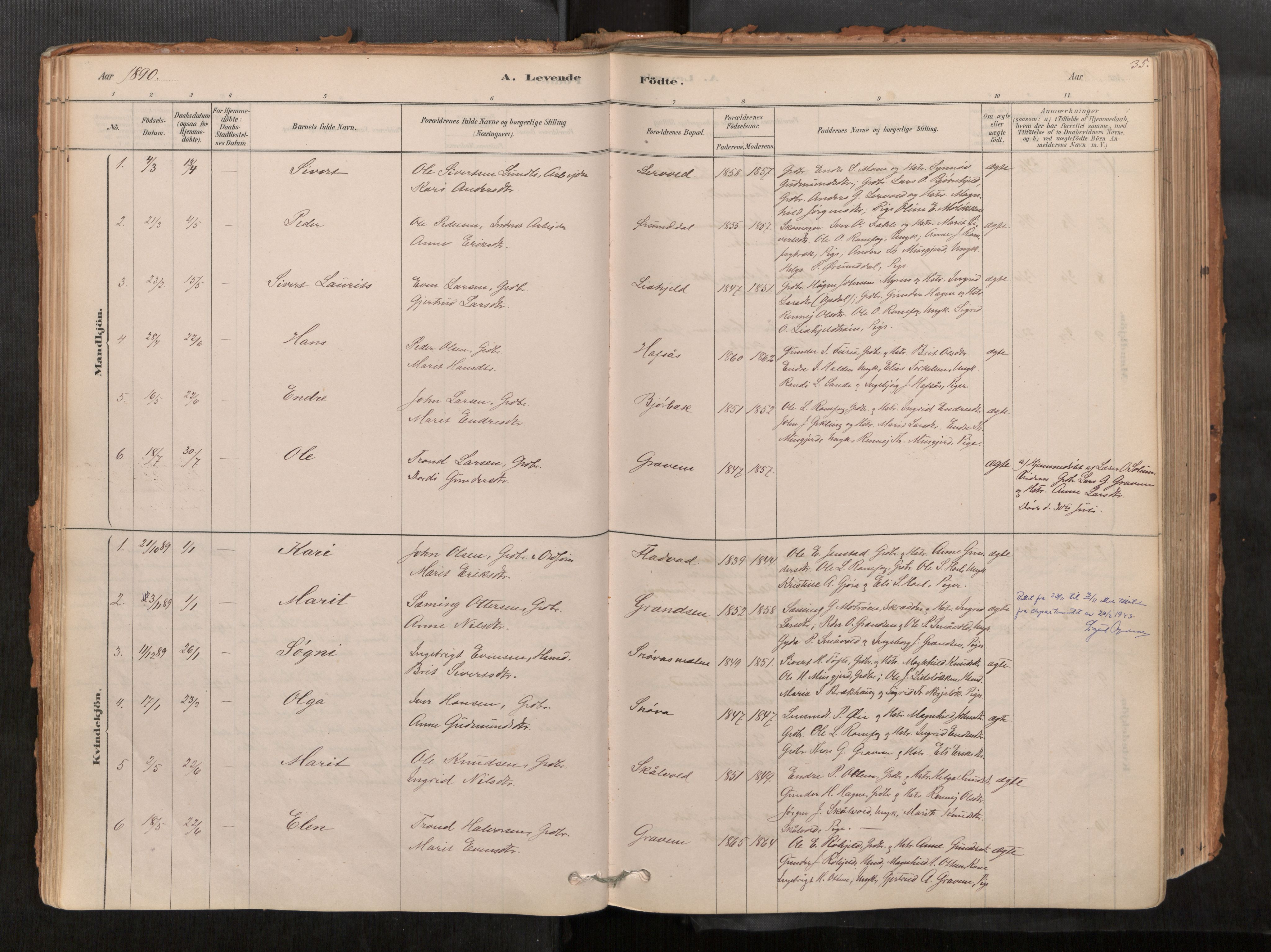 Sunndal sokneprestkontor, SAT/A-1085/1/I/I1/I1a/L0001: Ministerialbok nr. 1, 1877-1914, s. 35