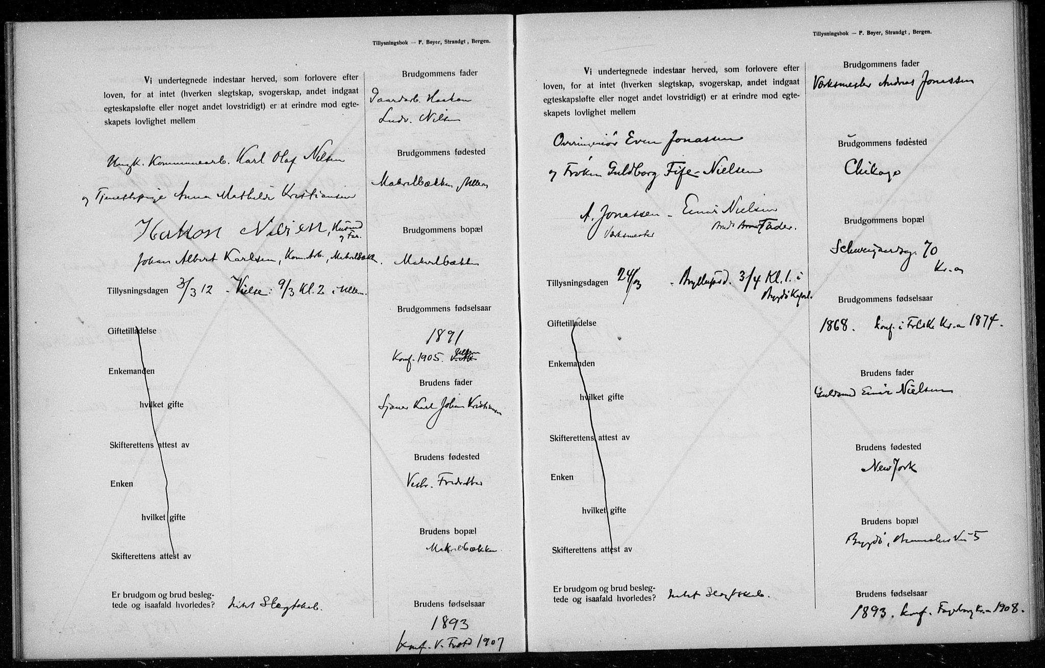 Ullern prestekontor Kirkebøker, AV/SAO-A-10740/H/L0001: Lysningsprotokoll nr. 1, 1911-1916