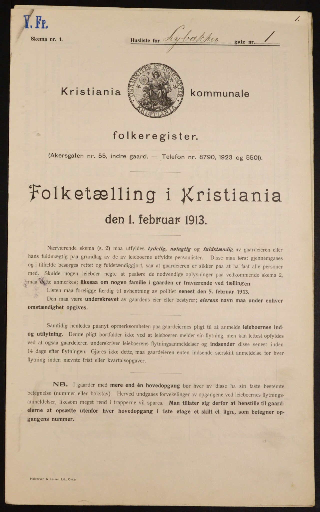 OBA, Kommunal folketelling 1.2.1913 for Kristiania, 1913, s. 58213