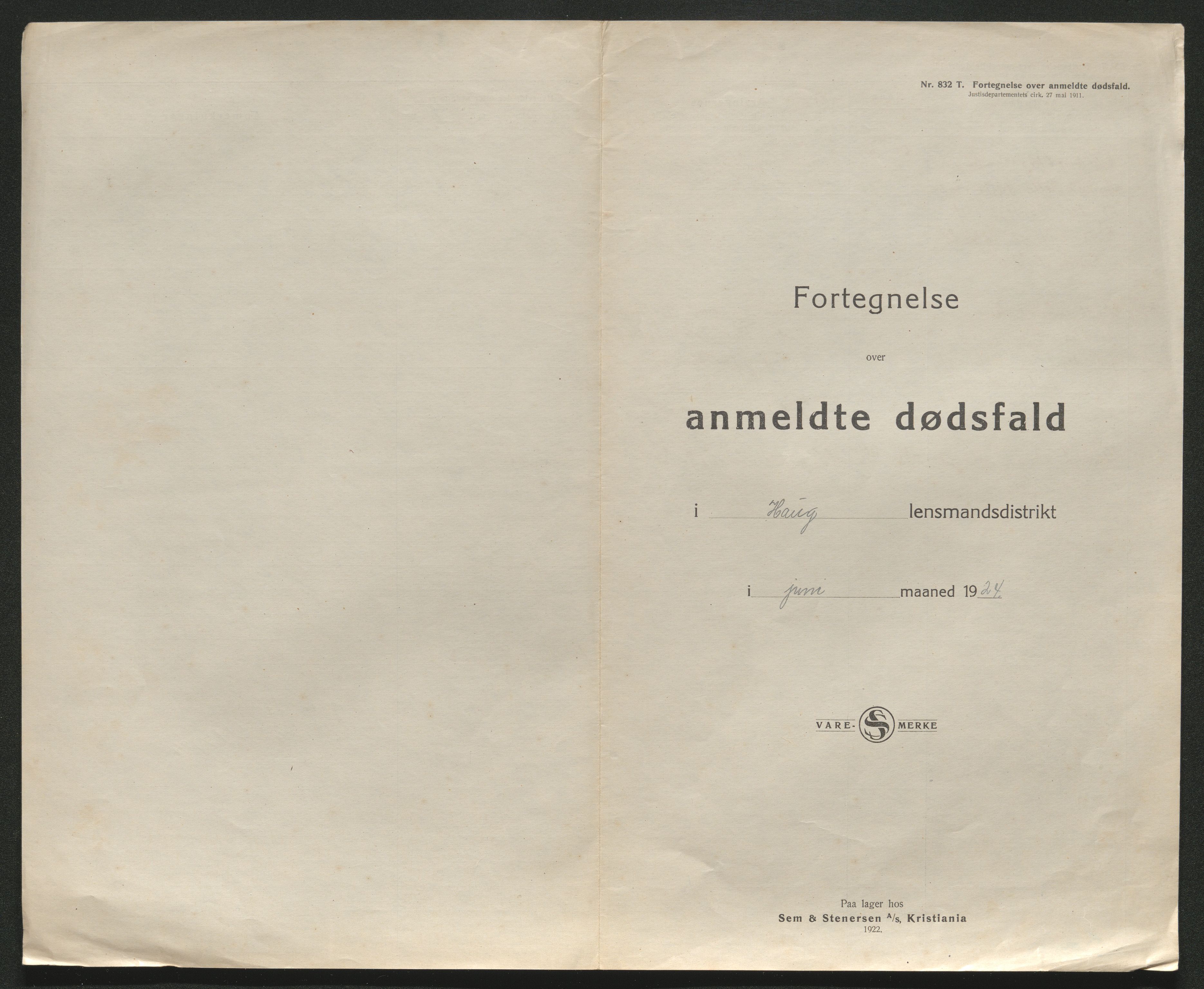 Eiker, Modum og Sigdal sorenskriveri, AV/SAKO-A-123/H/Ha/Hab/L0042: Dødsfallsmeldinger, 1924, s. 275