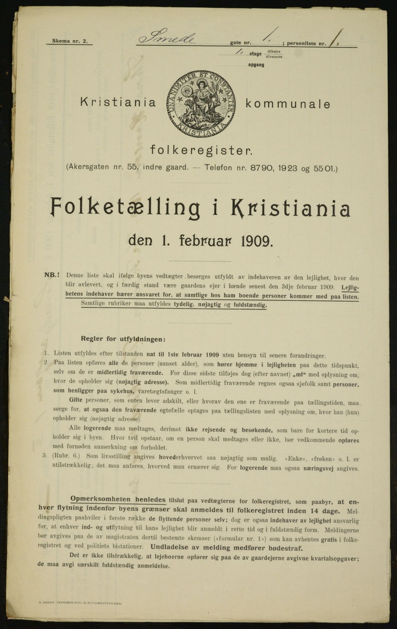 OBA, Kommunal folketelling 1.2.1909 for Kristiania kjøpstad, 1909, s. 88053