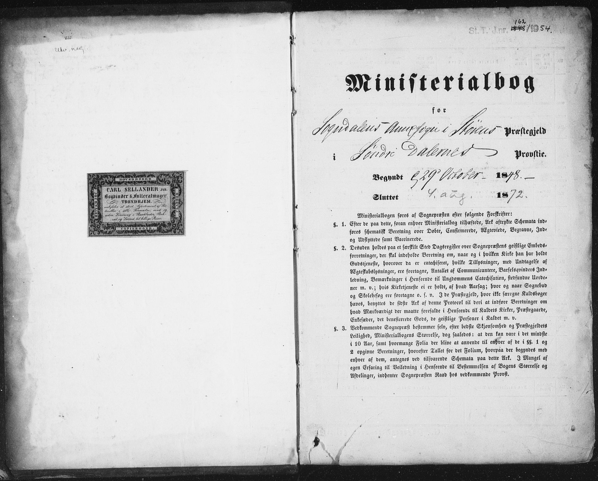 Ministerialprotokoller, klokkerbøker og fødselsregistre - Sør-Trøndelag, SAT/A-1456/689/L1038: Ministerialbok nr. 689A03, 1848-1872