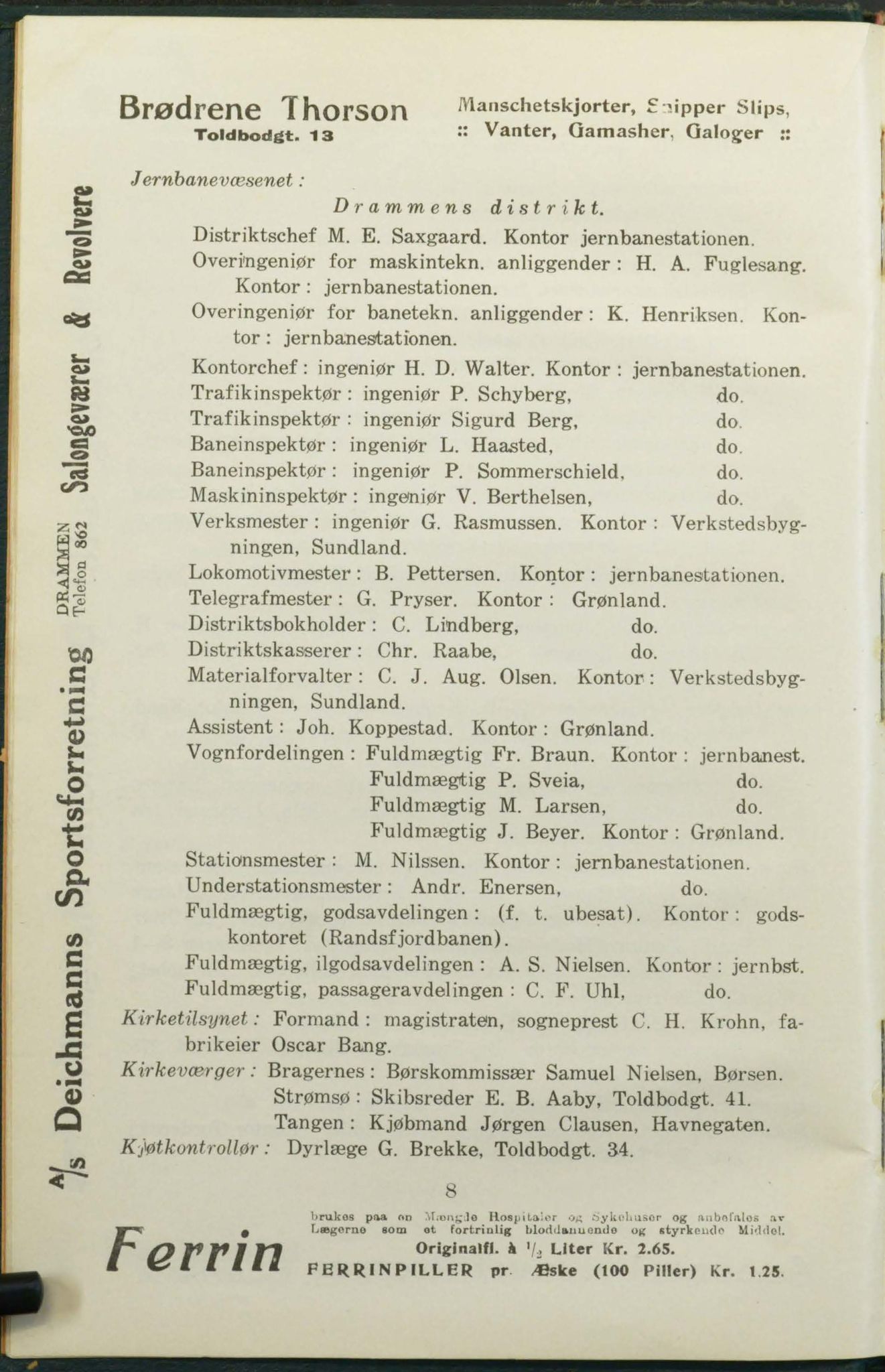 Drammen adressebok, DRMK/-, 1916-1917, s. 8