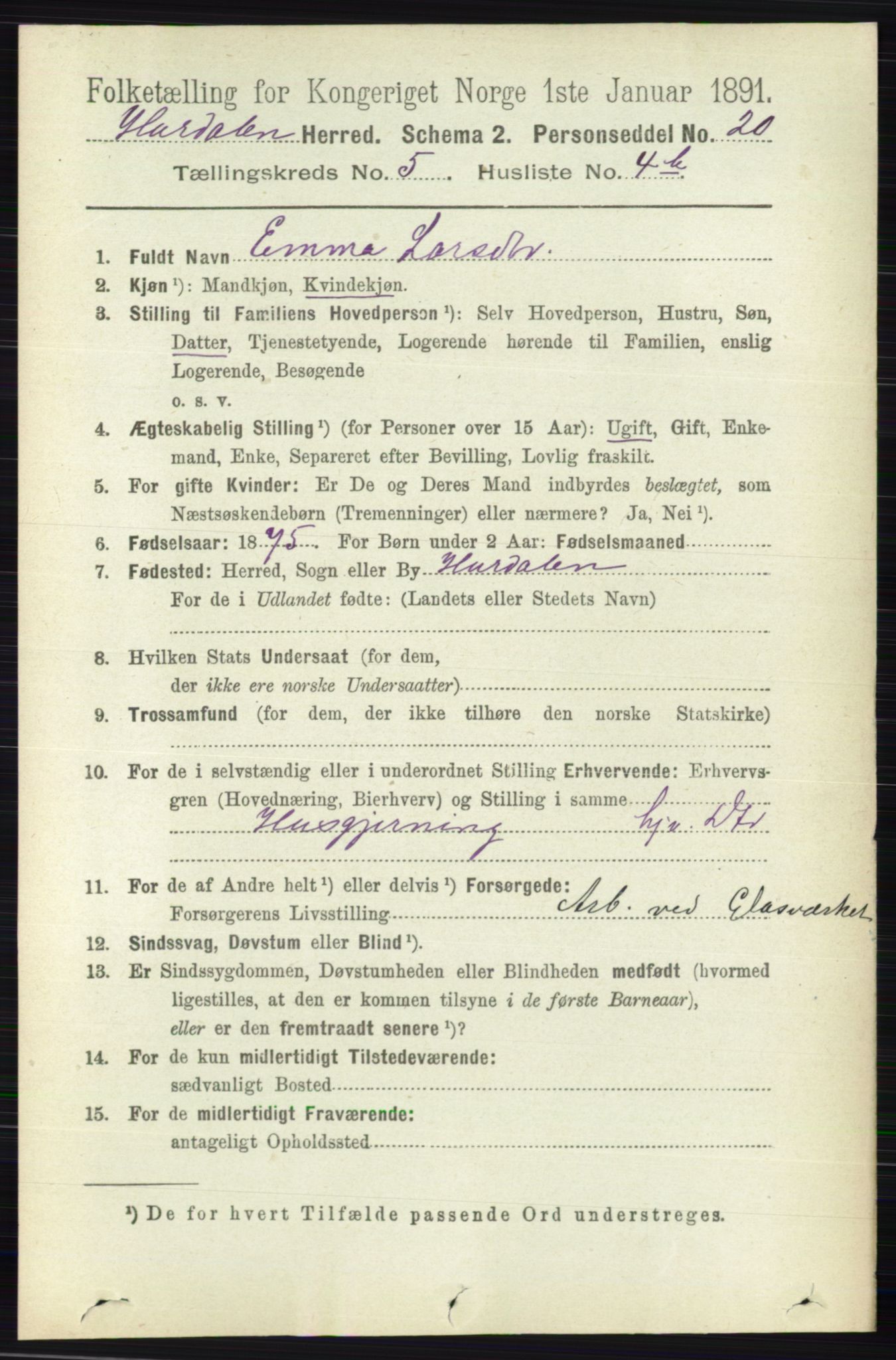RA, Folketelling 1891 for 0239 Hurdal herred, 1891, s. 2059