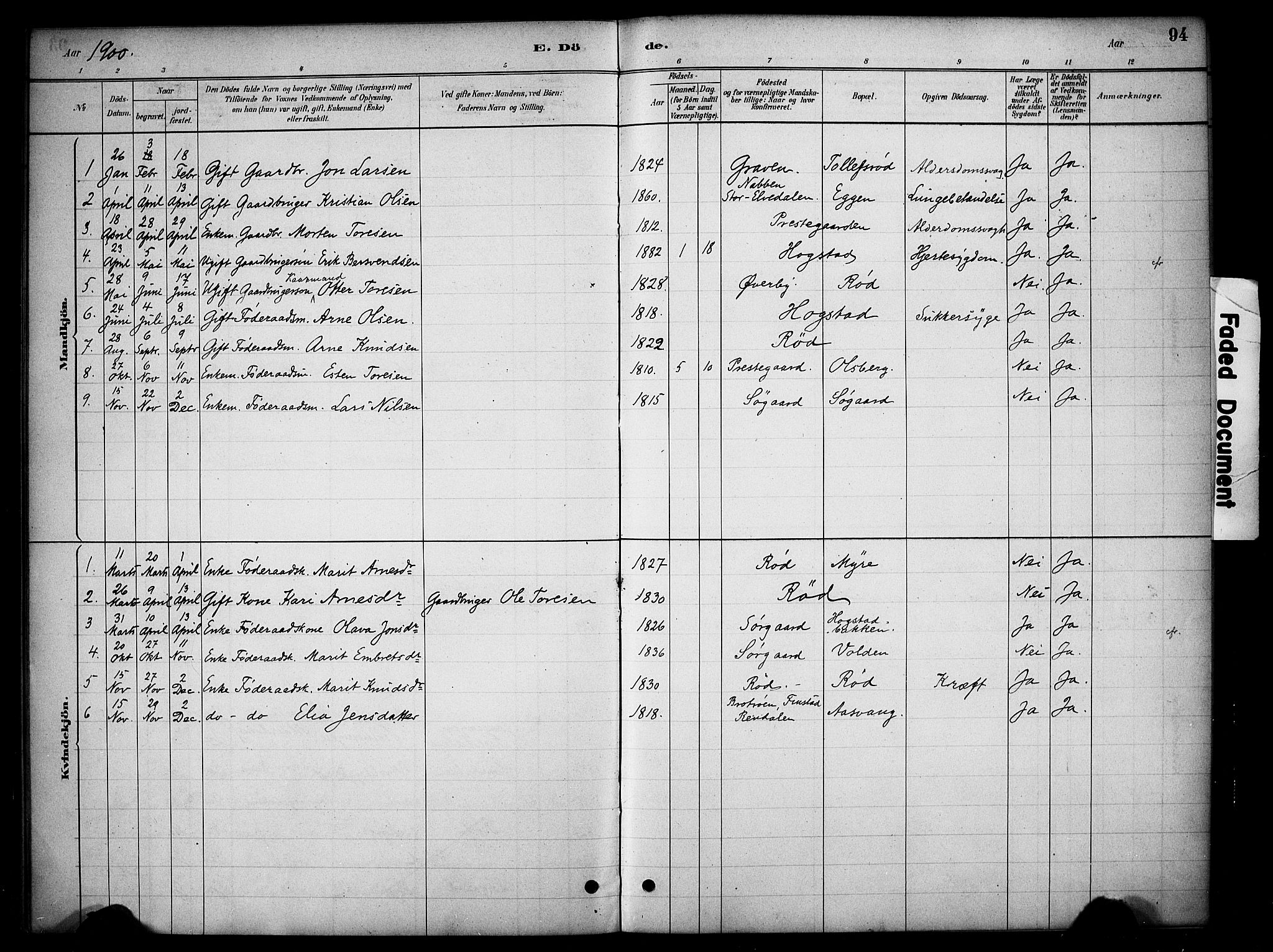 Tynset prestekontor, AV/SAH-PREST-058/H/Ha/Haa/L0023: Ministerialbok nr. 23, 1880-1901, s. 94