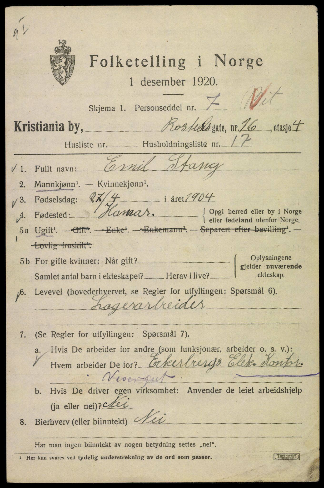 SAO, Folketelling 1920 for 0301 Kristiania kjøpstad, 1920, s. 469351